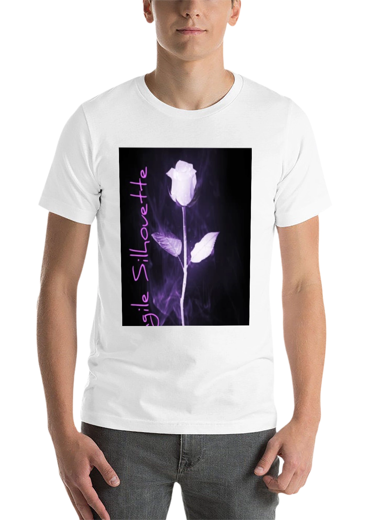 Black Fragile Silhouette Rose Graphic Tee - Black view 14