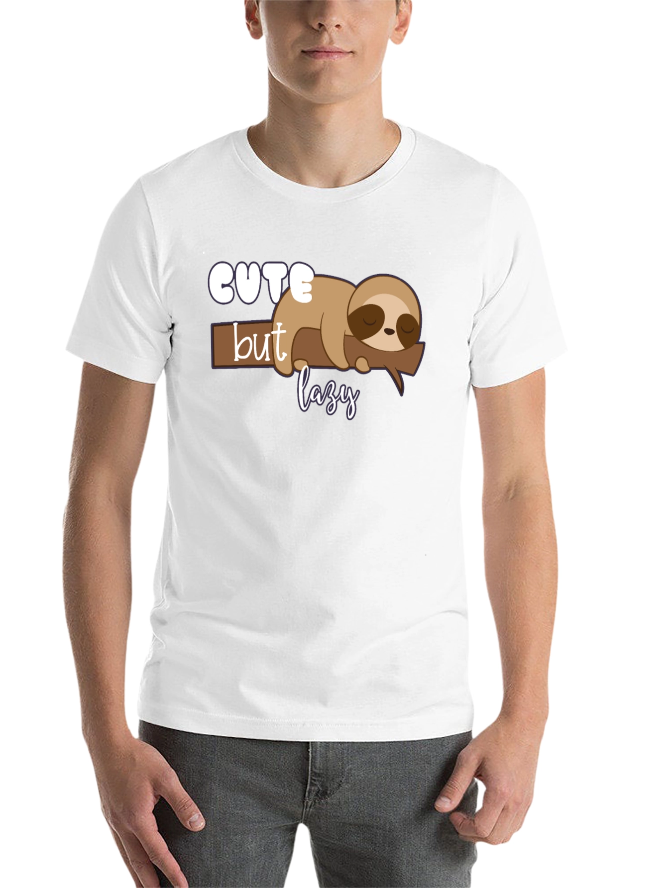 Black Cute But Lazy Sloth Graphic Tee view 14