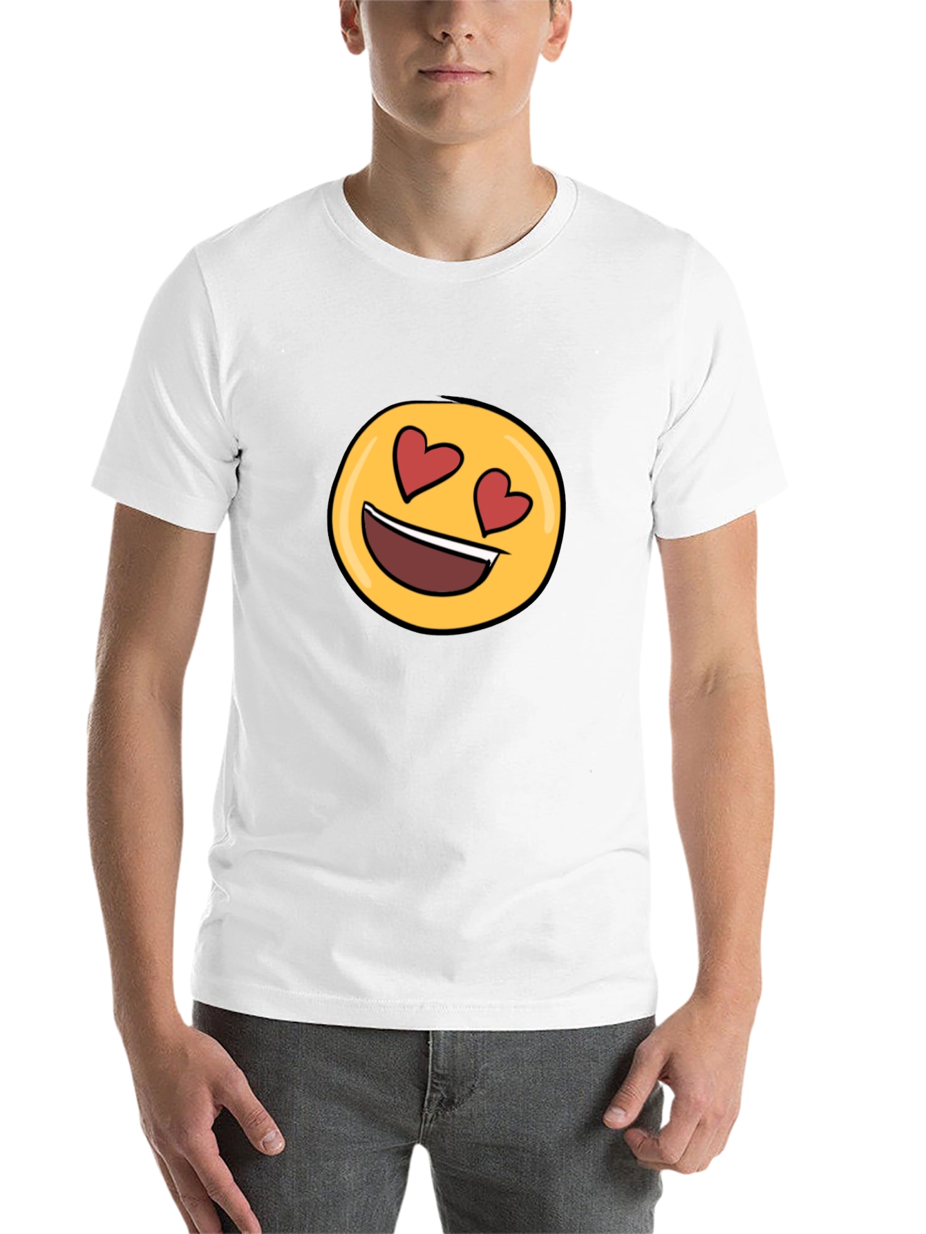 Black Emoji Heart Eyes Black T-Shirt - Express Your Love! view 14