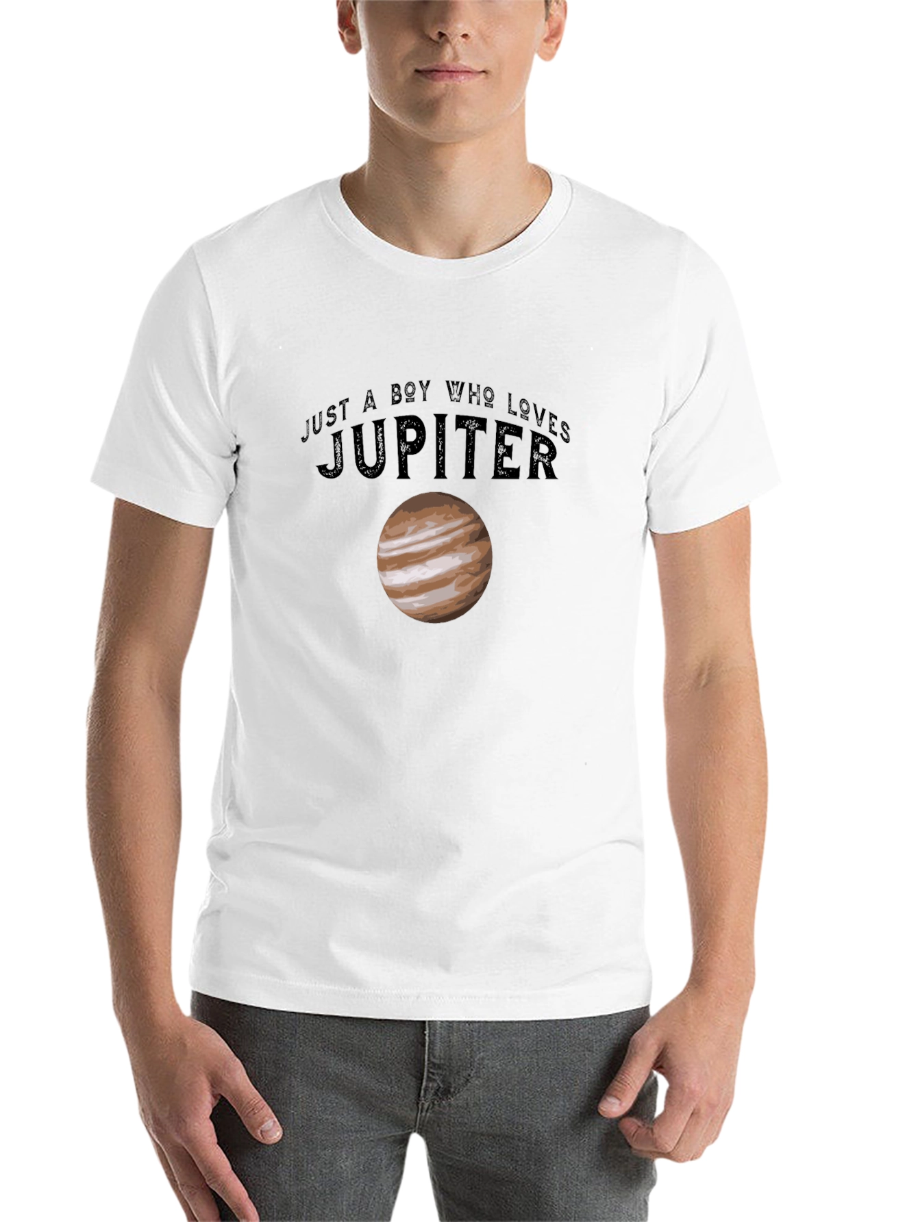 Black Just a Boy Who Loves Jupiter T-Shirt view 14