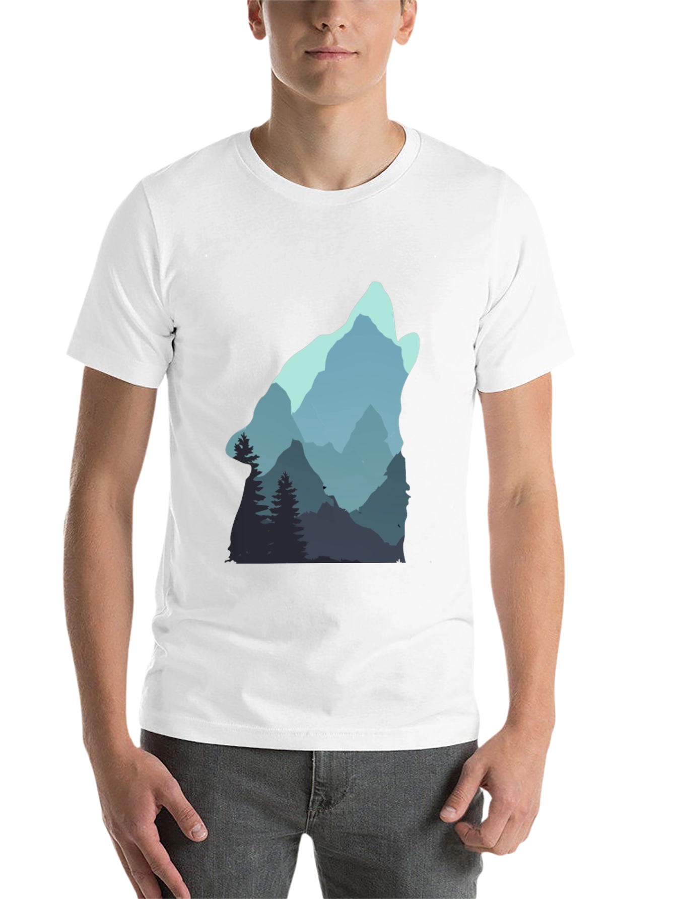 Black Nature Wolf Graphic Tee - Men's Black T-Shirt view 14