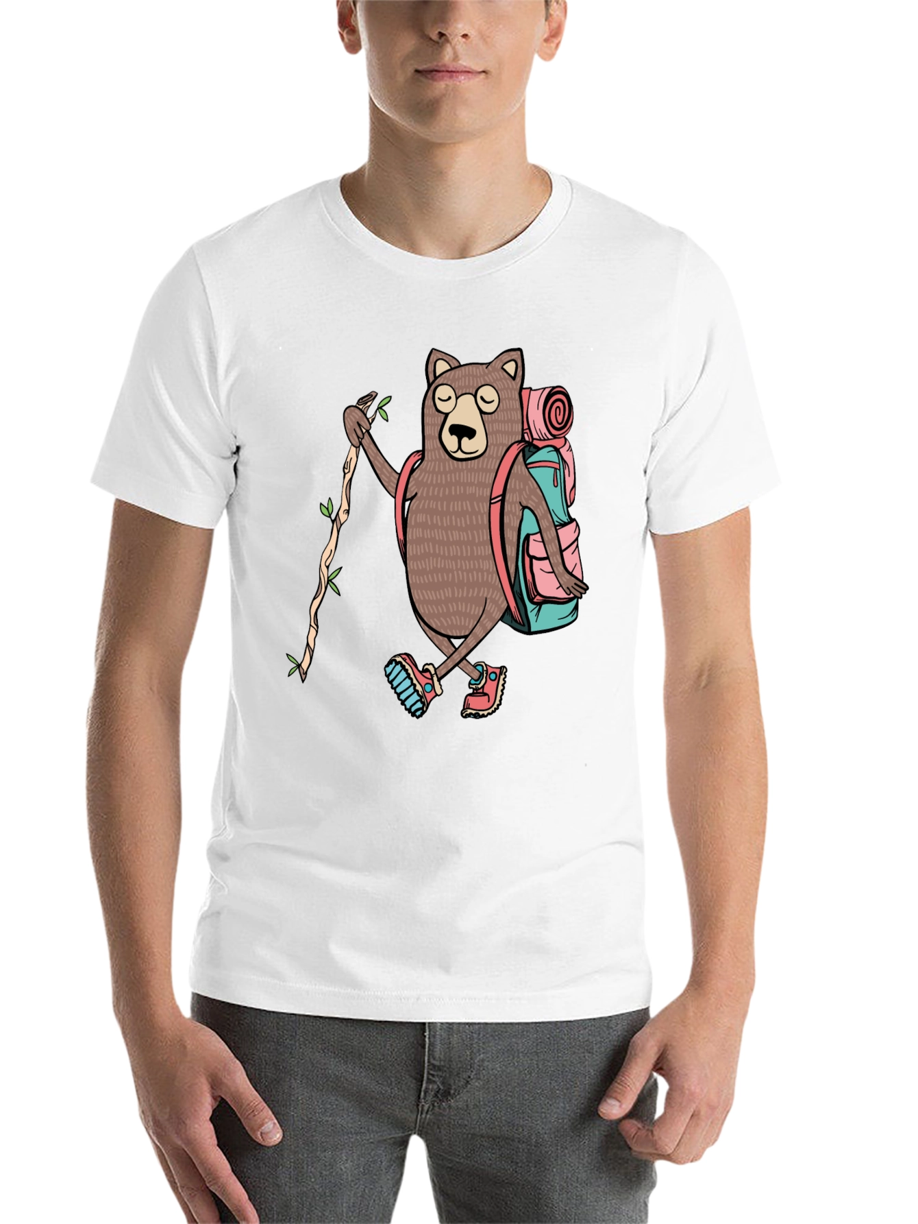 Black Hiking Bear Graphic T-Shirt view 14