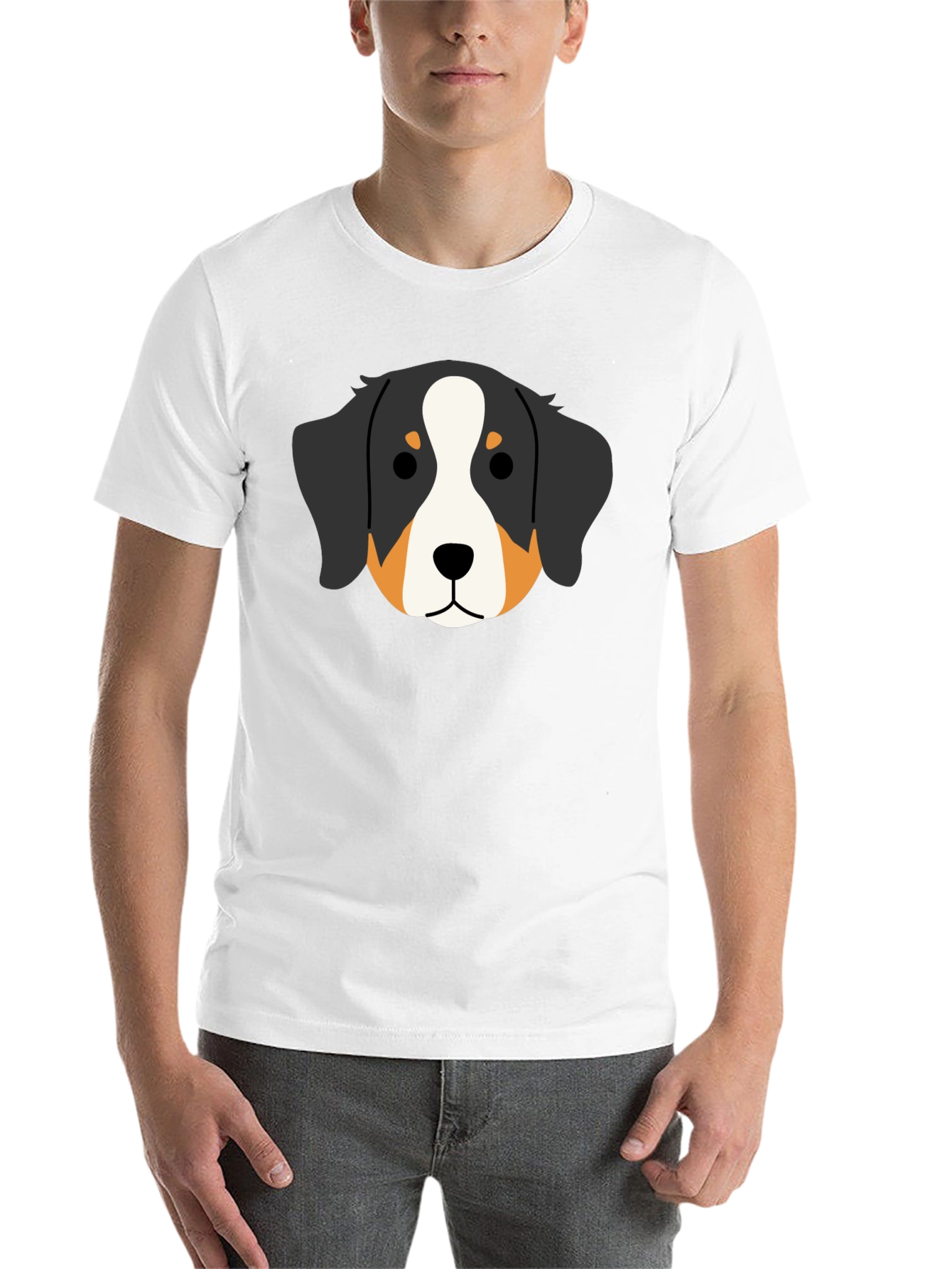 Black Bernese Mountain Dog Head Graphic Tee - Black view 14