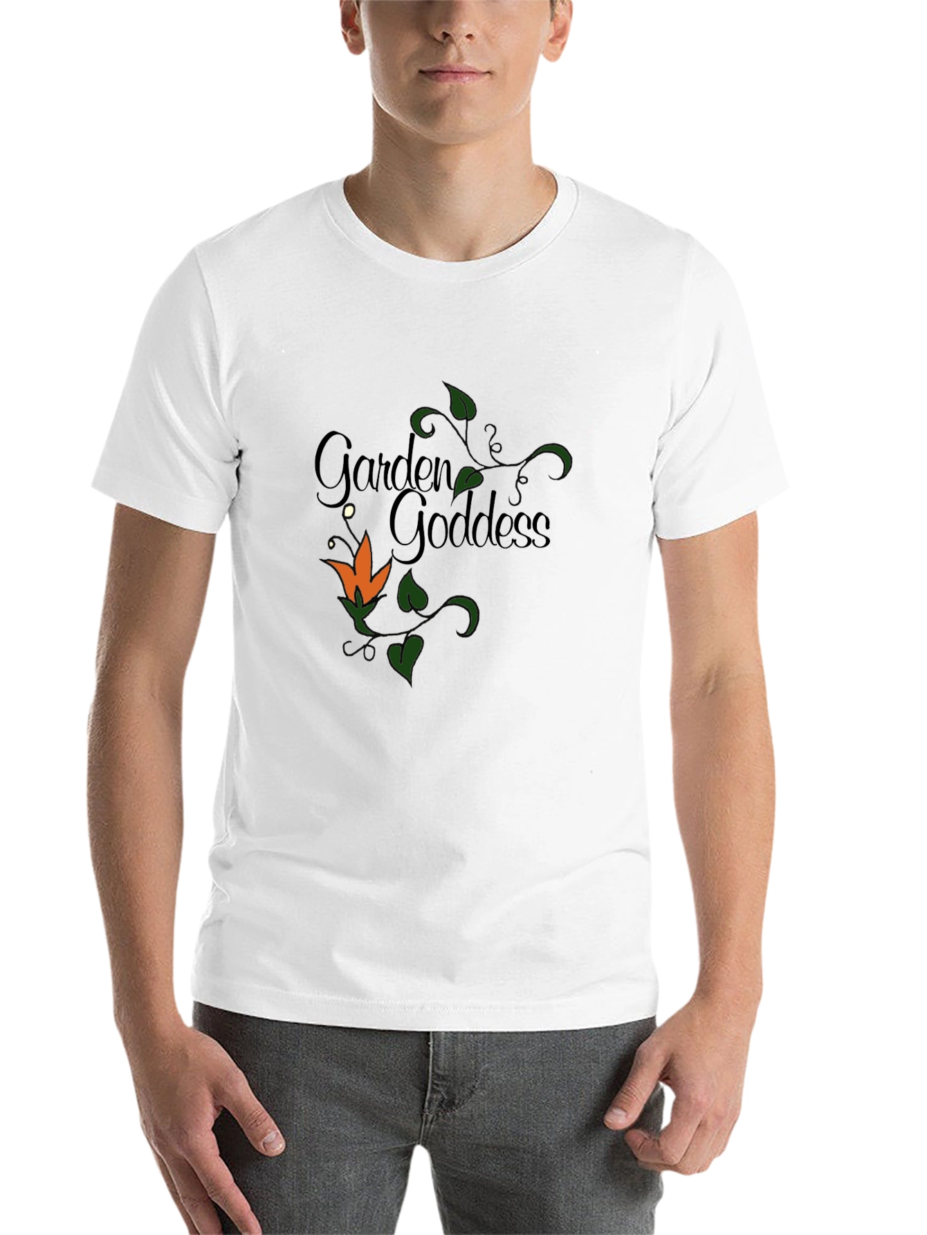 Black Garden Goddess T-Shirt - Floral Design view 14