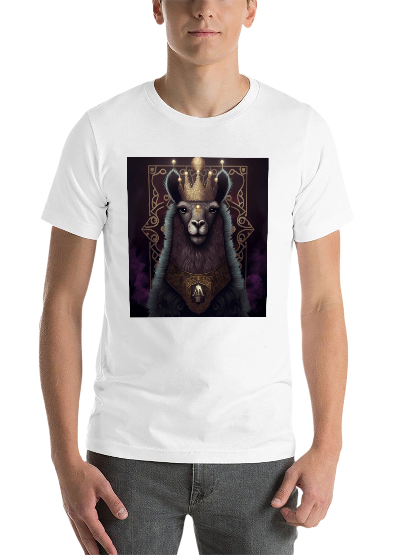 Royal Llama Graphic Tee - Unisex Black T-Shirt - 14