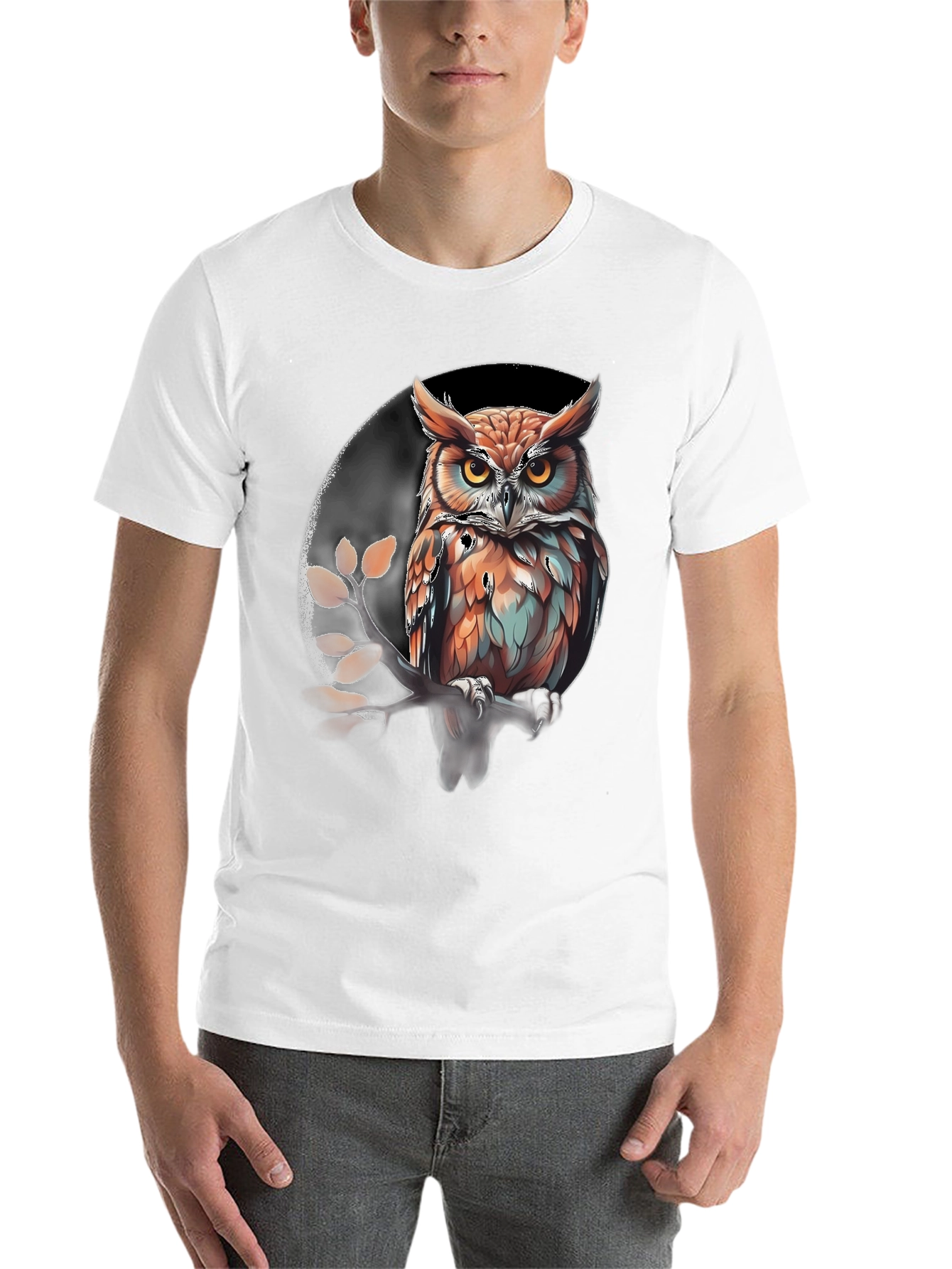 Black Owl Graphic Print Tee - Stylish Men's T-Shirt view 14