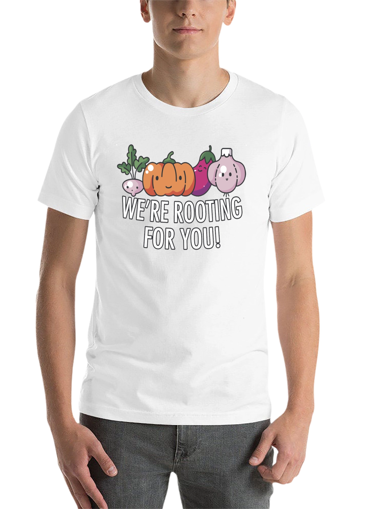 Black We're Rooting For You T-Shirt - Cute Vegetable Pun view 14