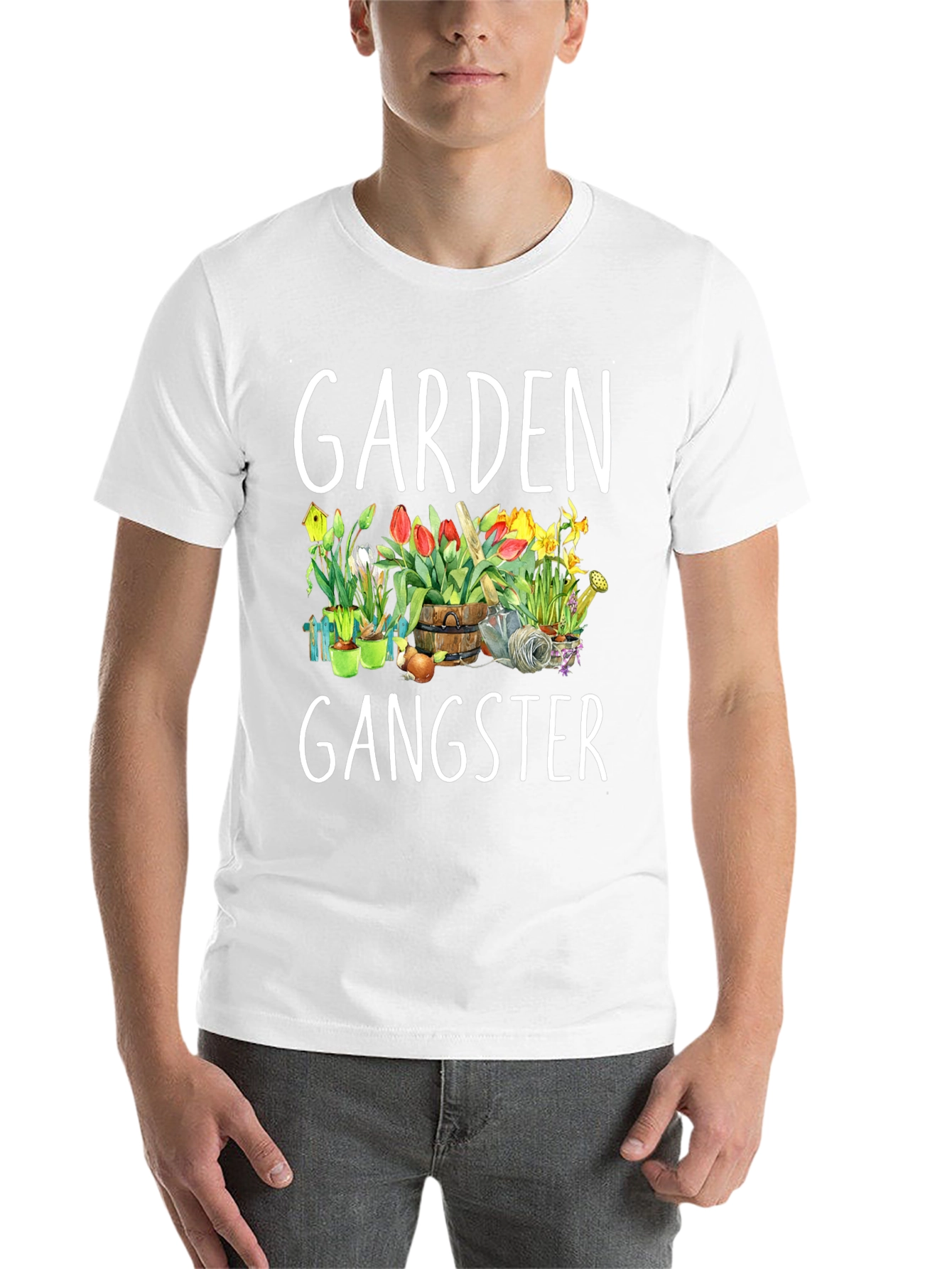 Black Garden Gangster T-Shirt - Floral Design view 14