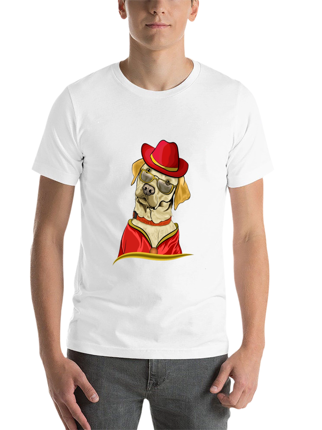 Black Dog with Hat and Glasses T-Shirt view 14