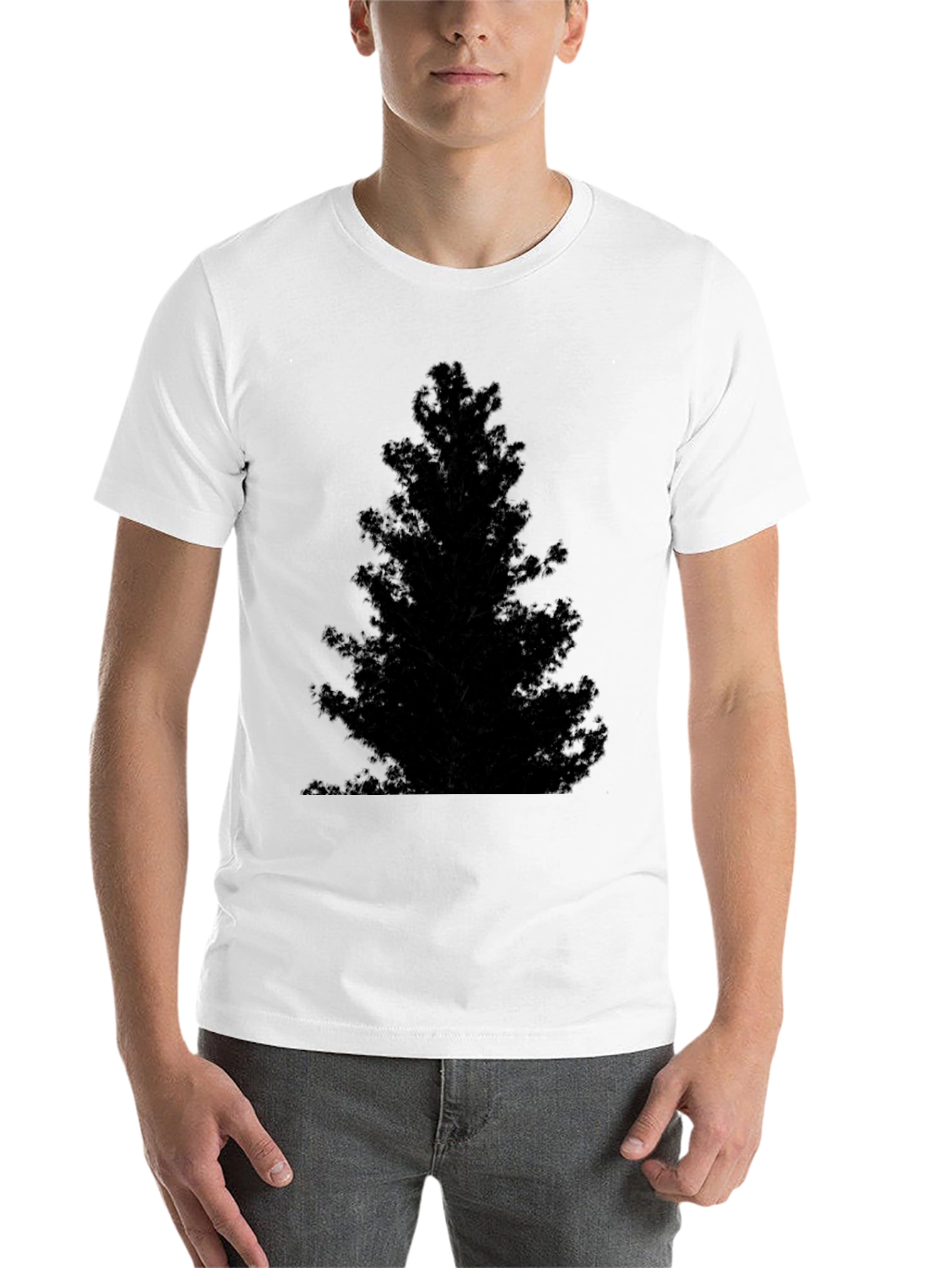 Black Men's Black Tree Silhouette Graphic T-Shirt view 14