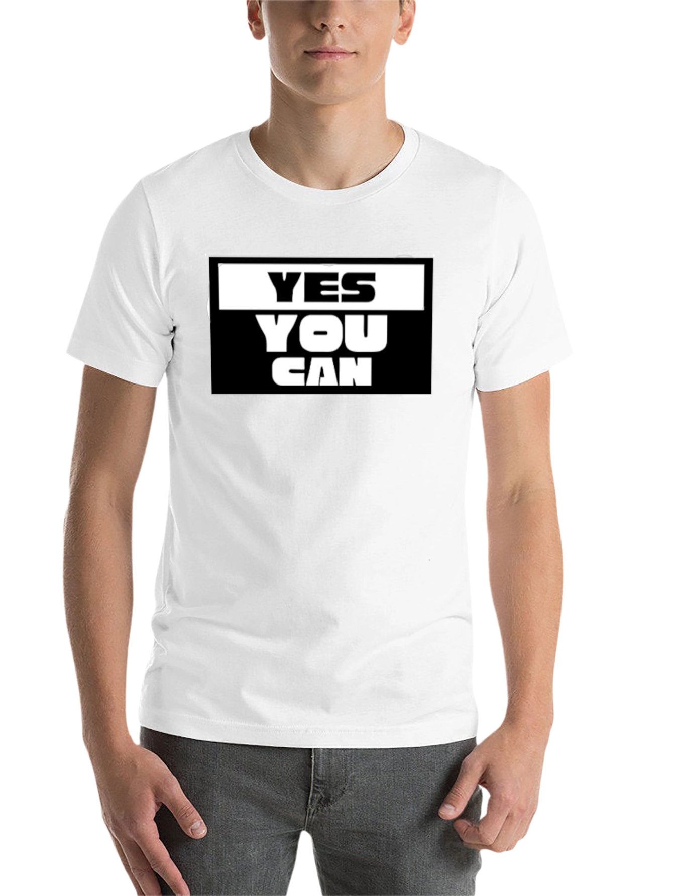 Black Motivational Yes You Can Graphic Tee - Black view 14