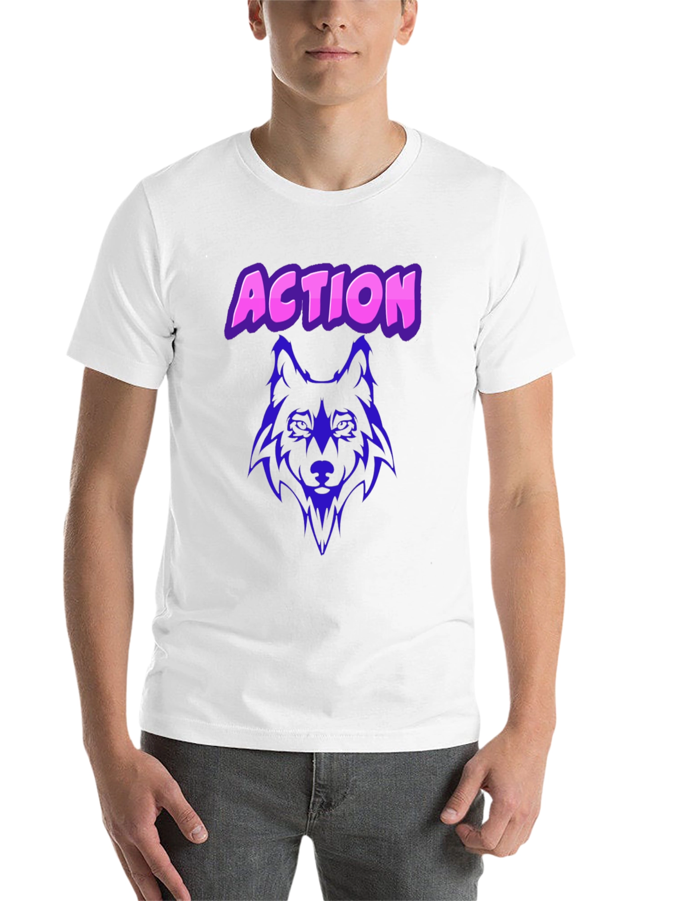 Black Action Wolf Graphic Tee - Black Cotton T-Shirt view 14
