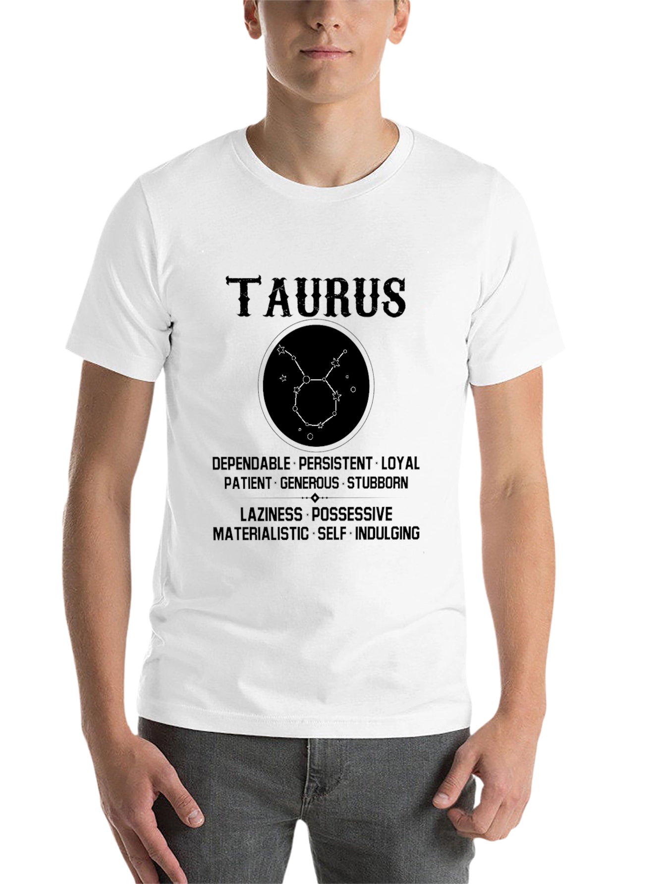 Black Taurus Zodiac Sign Black Graphic T-Shirt view 14