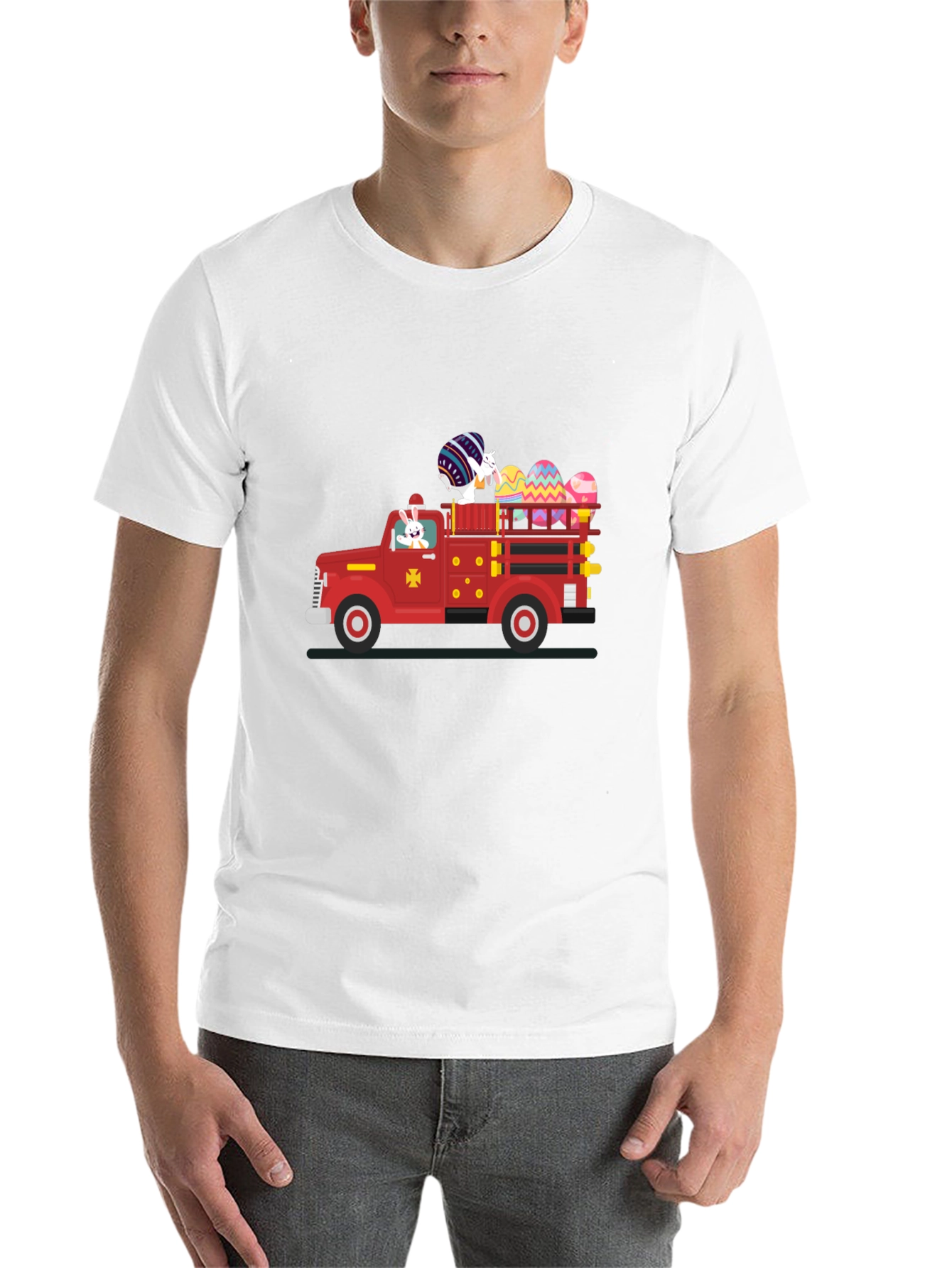Camiseta Negra con Diseño de Camión de Pascua
