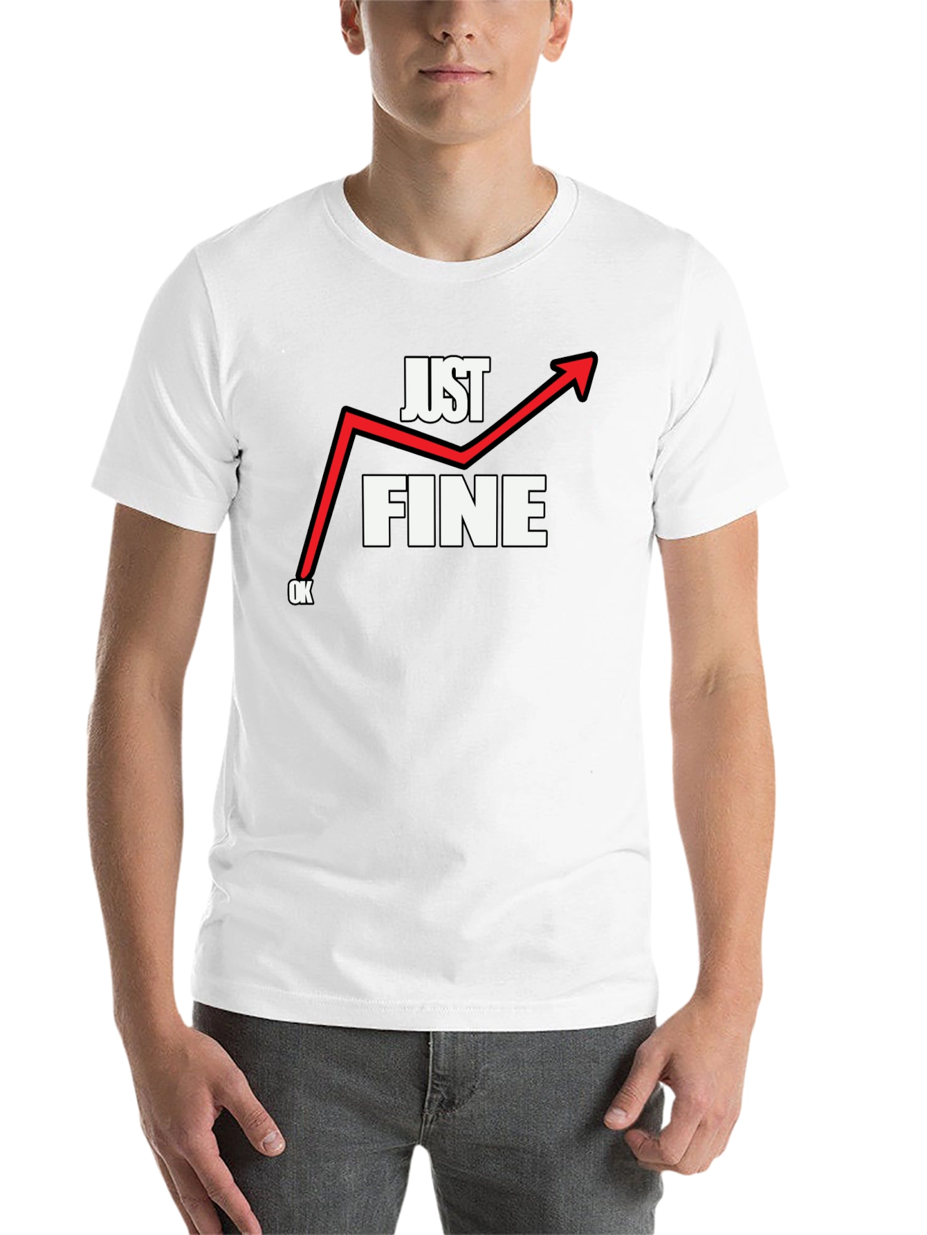 Black Just Fine T-Shirt - Funny Graphic Tee view 14