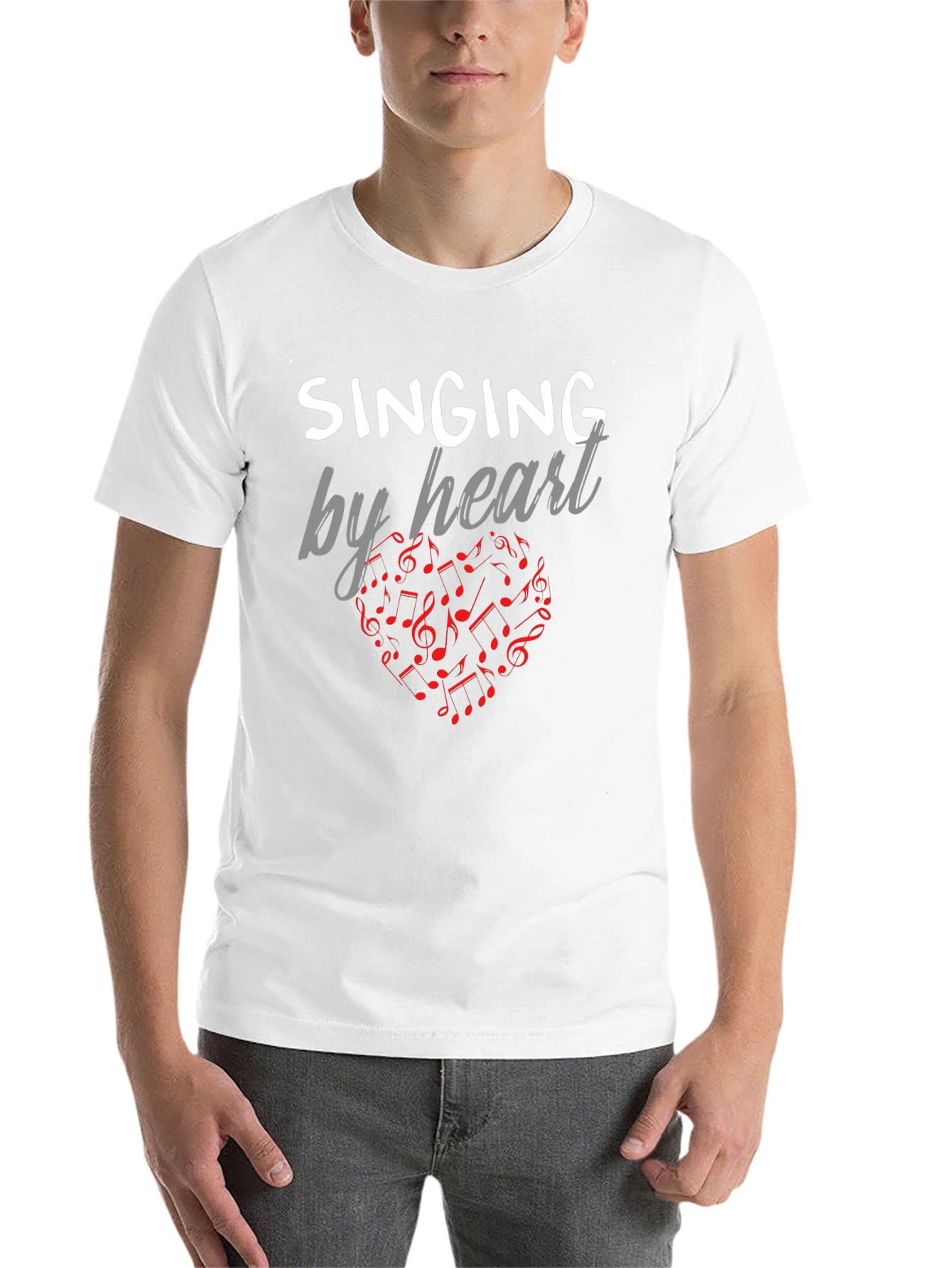 Black Singing By Heart T-Shirt - Music Notes Heart Tee view 14