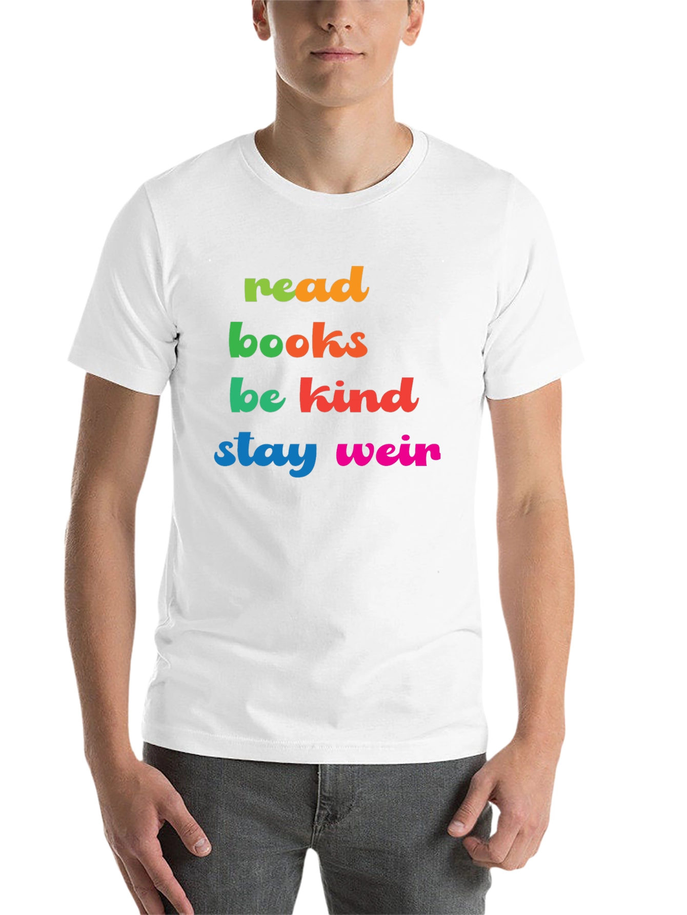 Black Read Books Be Kind Stay Weird Graphic Tee view 14