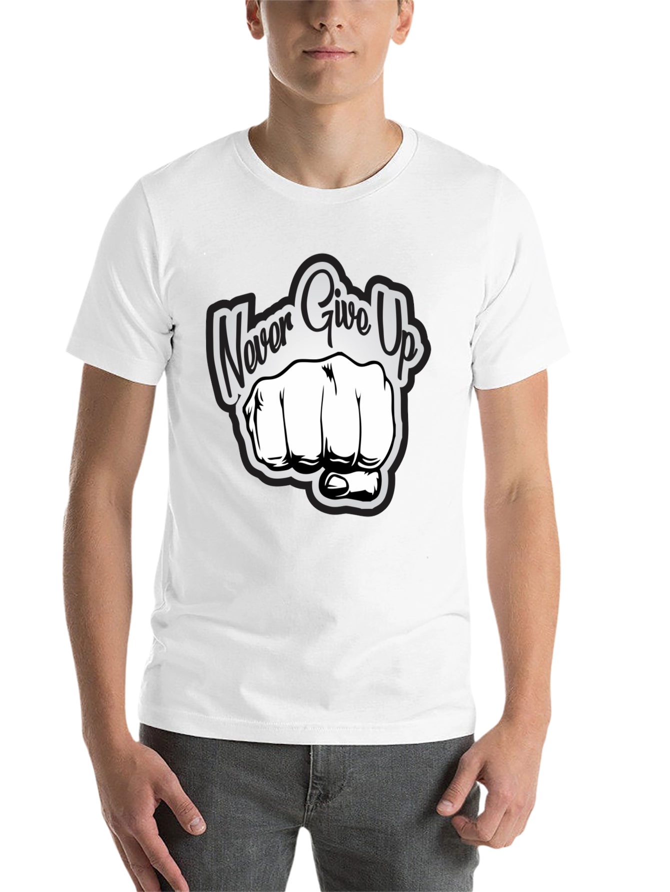 Black Never Give Up Graphic Print T-Shirt view 14