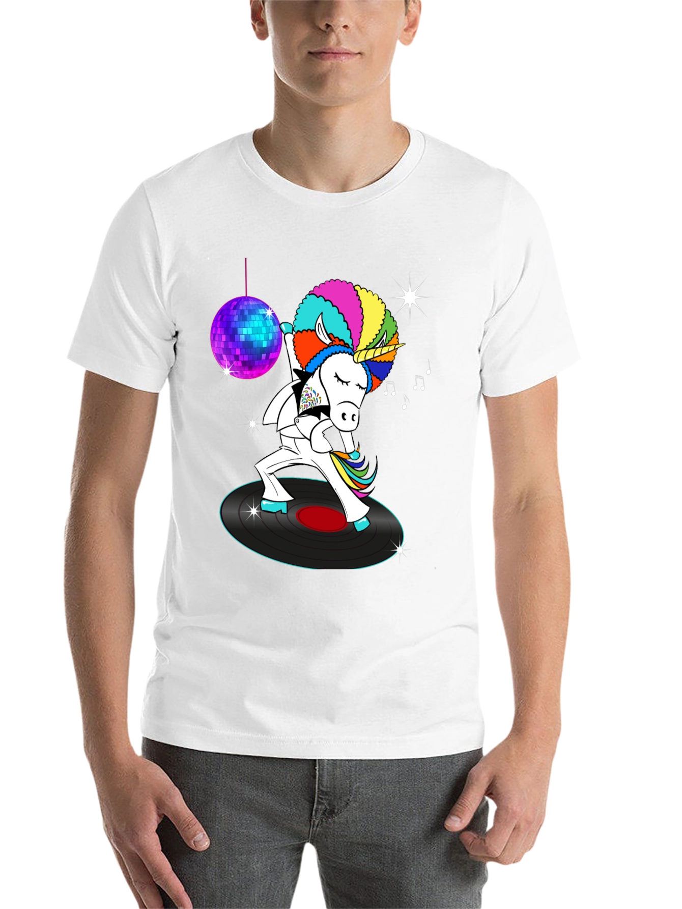 Black Disco Unicorn Graphic T-Shirt - Funky Dance Tee view 14
