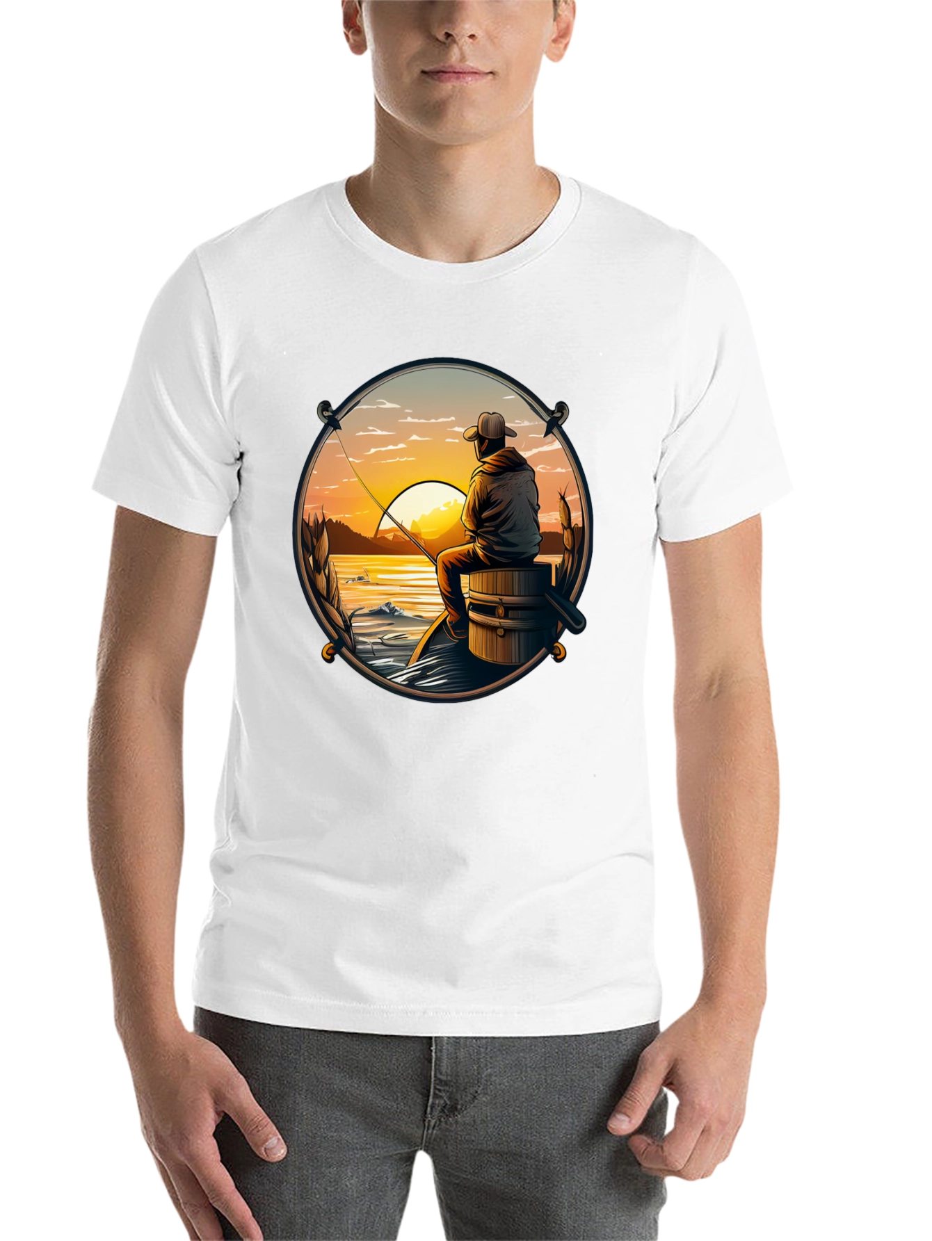 Black Fishing Sunset T-Shirt view 14
