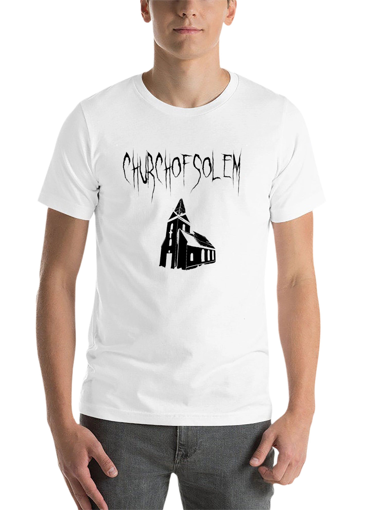 Black Church of Solem Black Graphic T-Shirt view 14