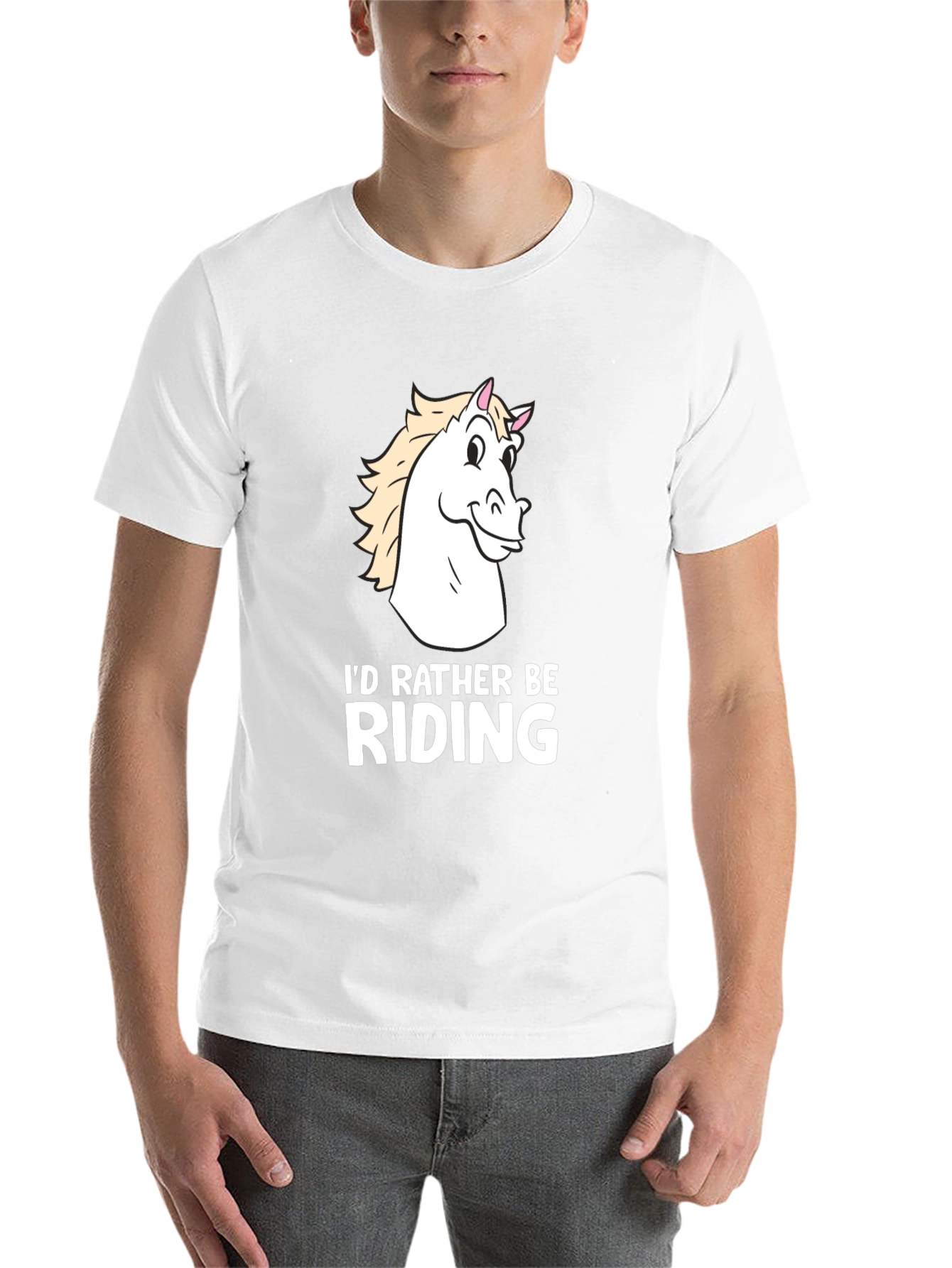 Black I'd Rather Be Riding Horse T-Shirt - Black Cotton Tee view 14