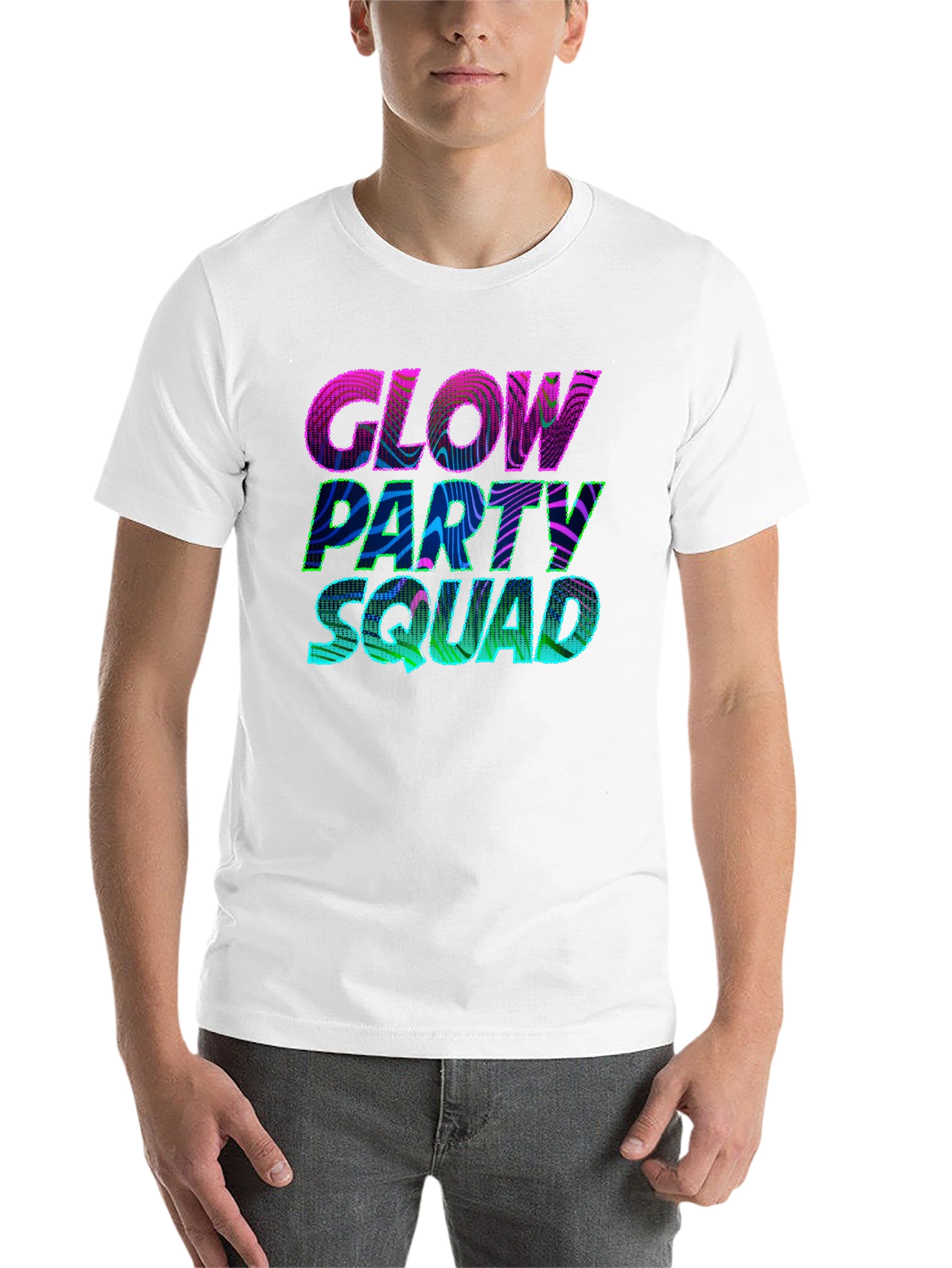 Black Glow Party Squad T-Shirt - Vibrant Neon Design view 14