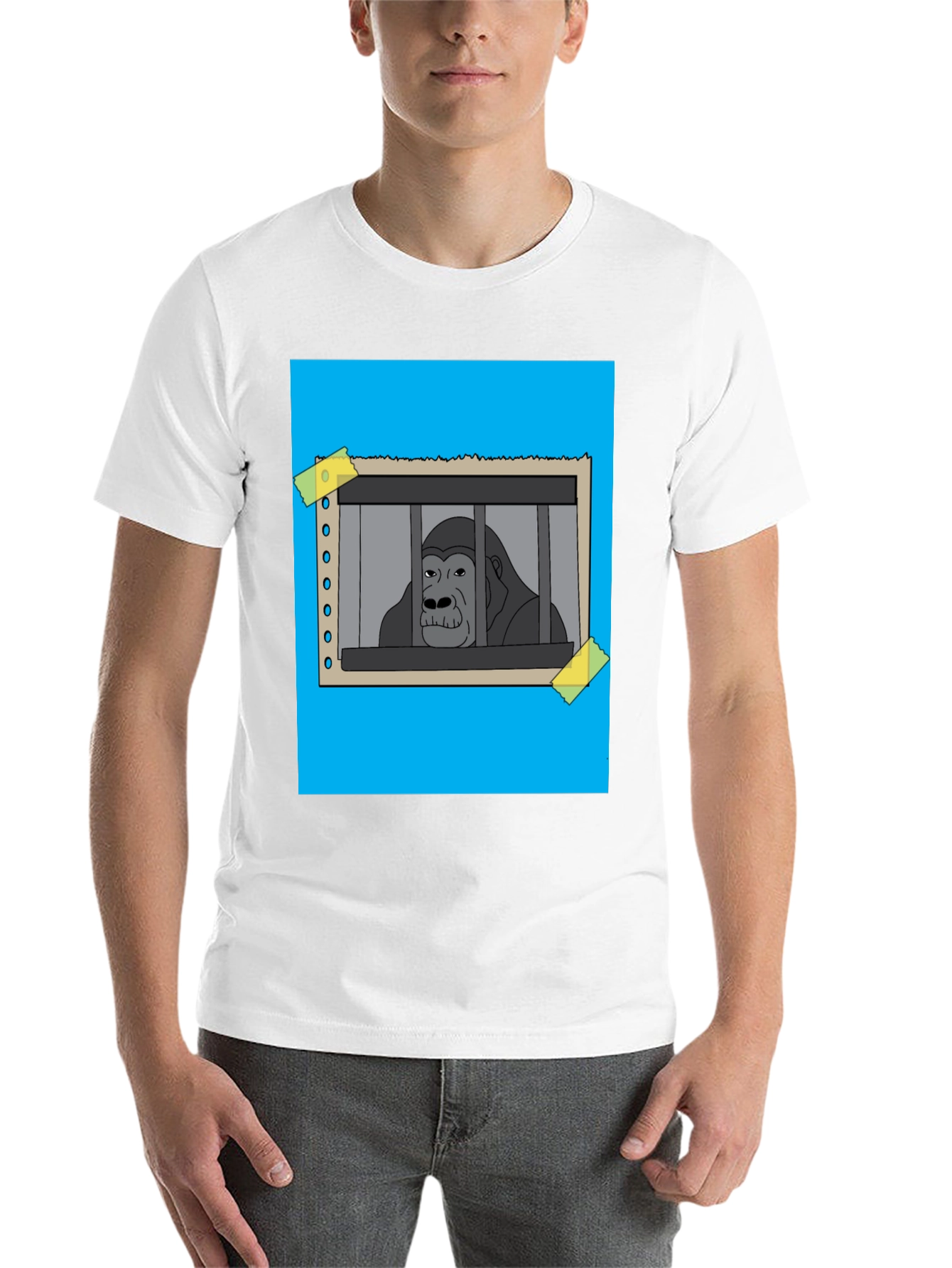 Black Gorilla Behind Bars Graphic T-Shirt view 14