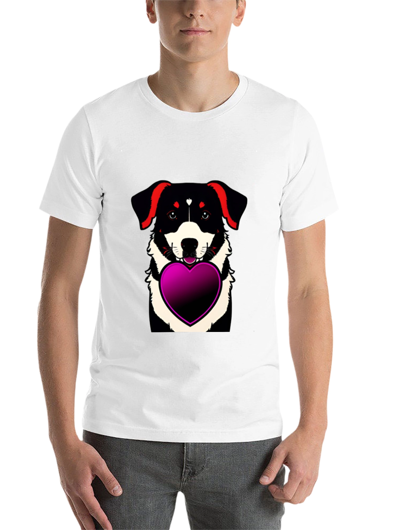 Black Dog with Heart T-Shirt - Men's Black Tee view 14