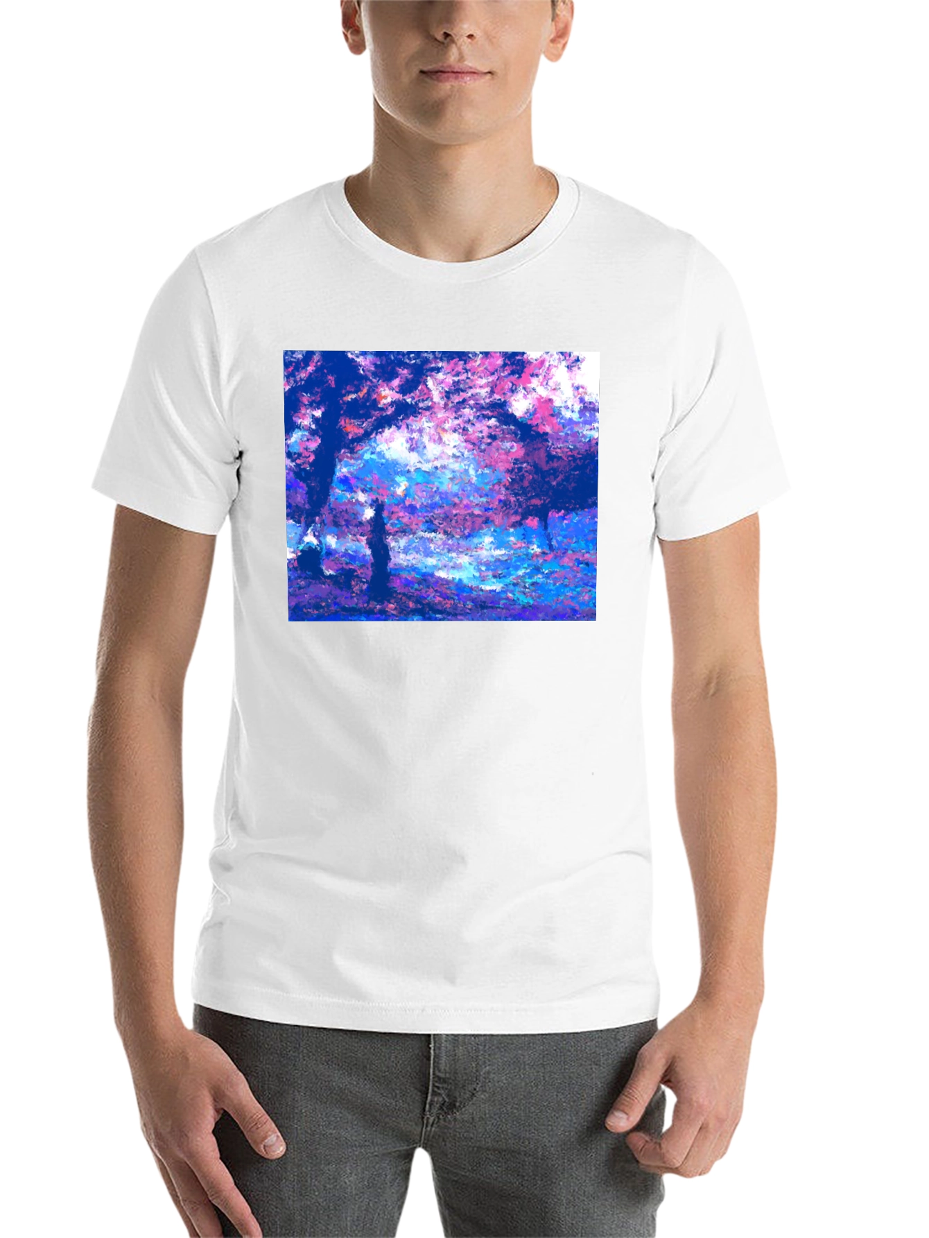 Black Impressionist Trees Black T-Shirt view 14