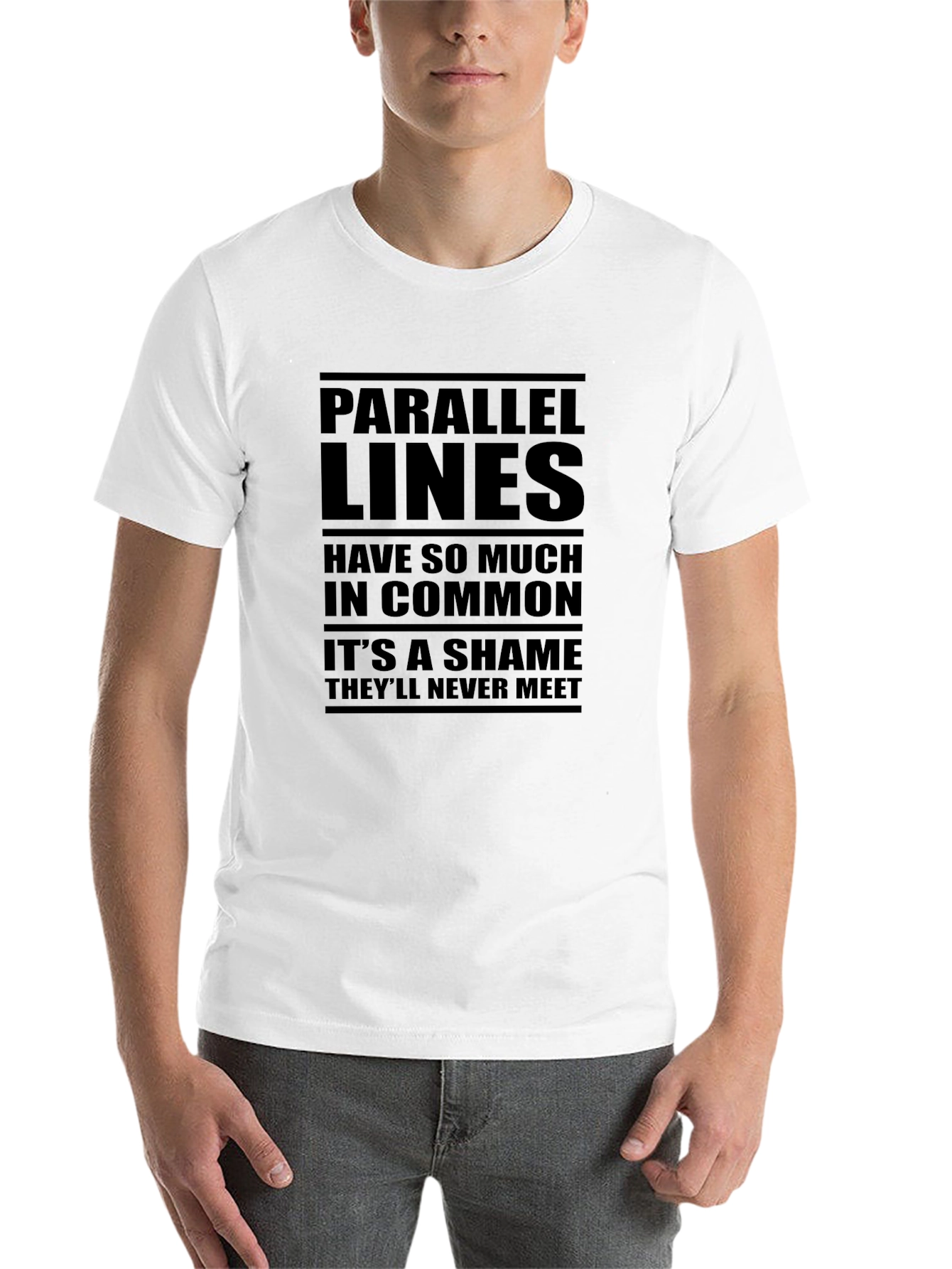 Black Parallel Lines Graphic Tee - Never Meet Funny T-Shirt view 14