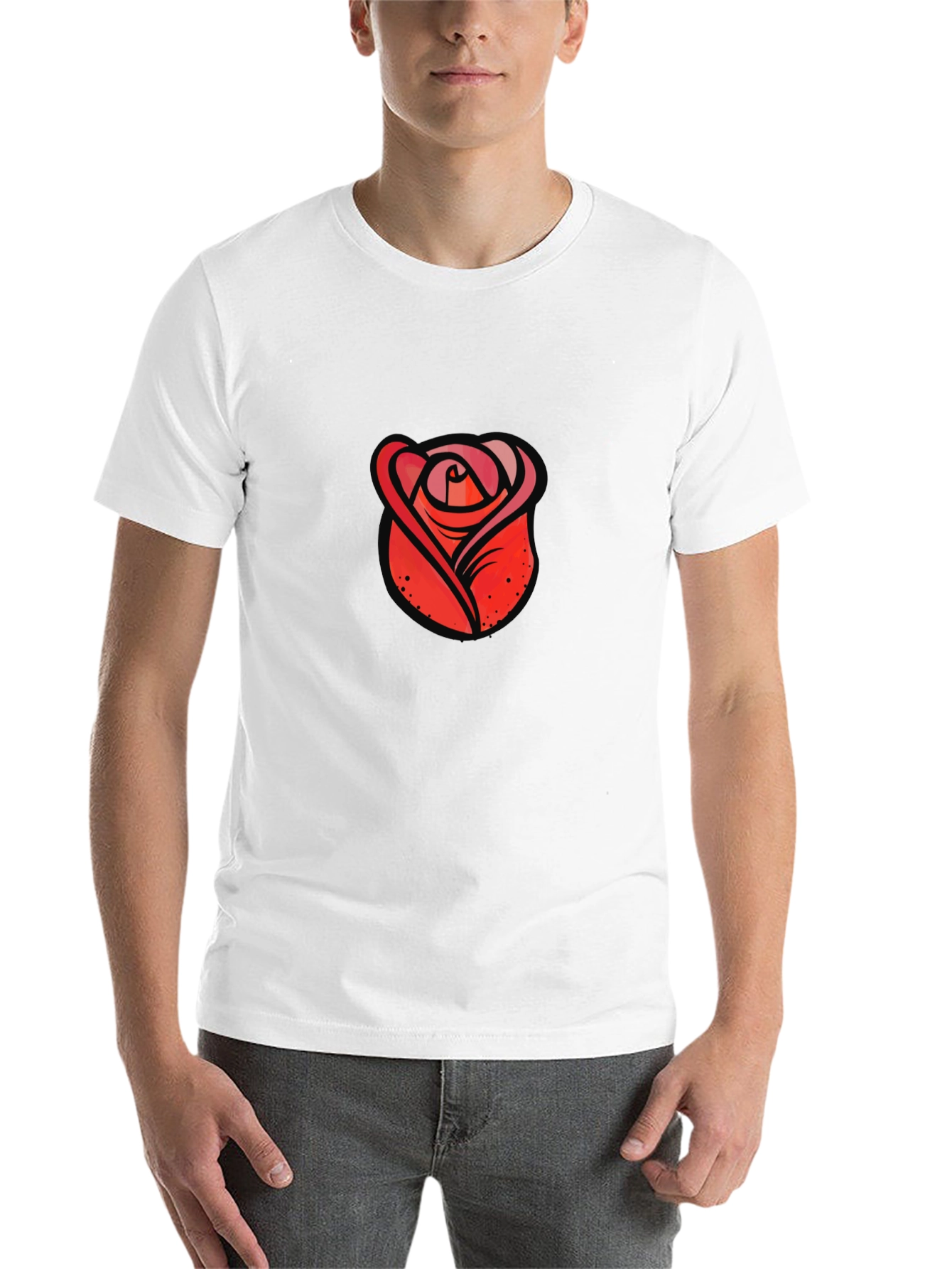 Black Red Rose Graphic Black T-Shirt view 14