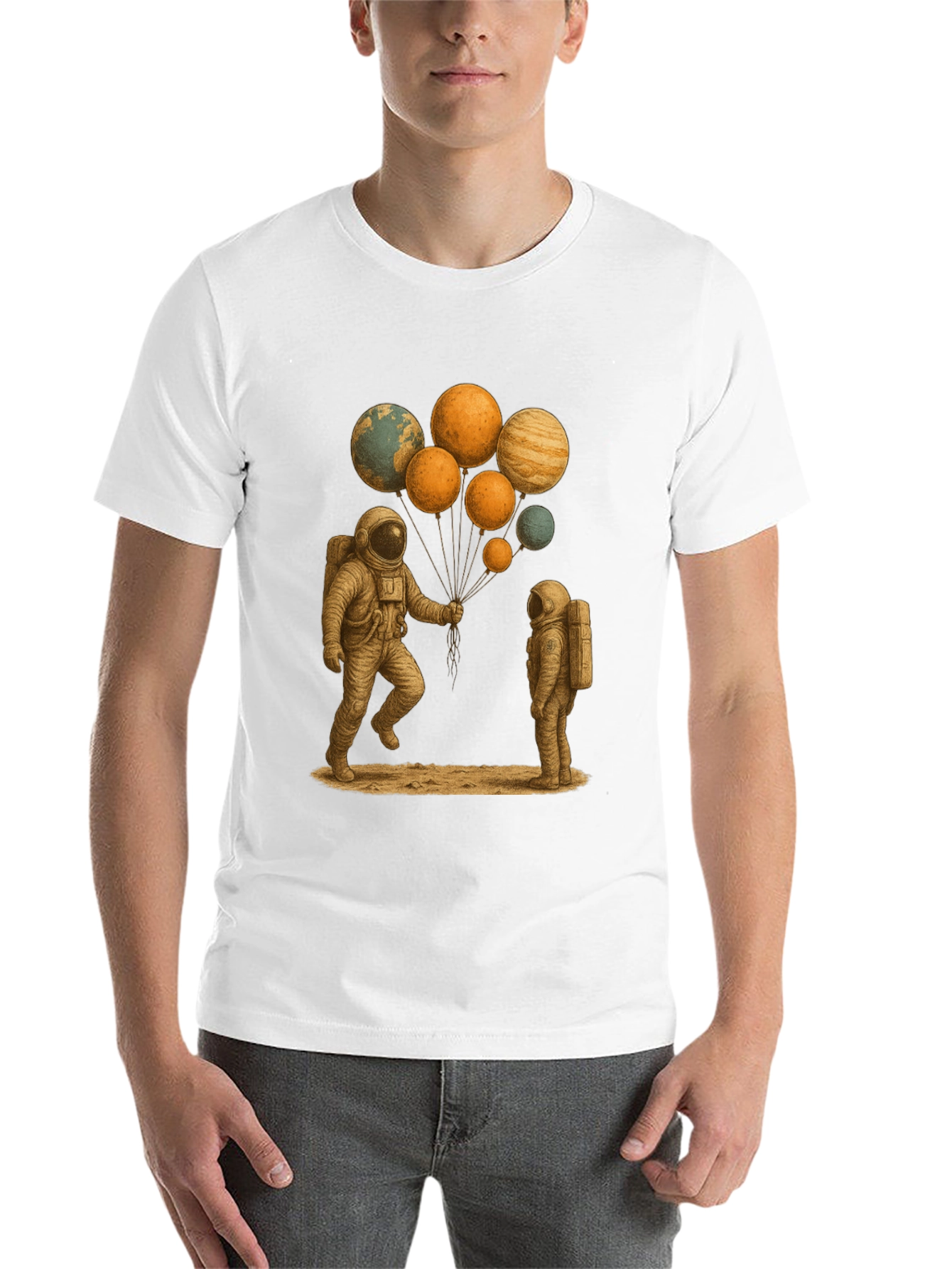 Black Astronauts and Planet Balloons Graphic Tee view 14