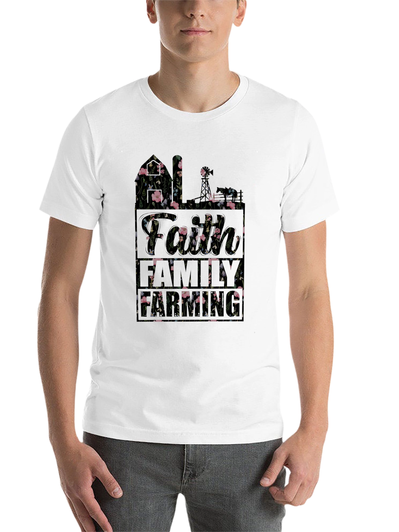 Black Floral Faith Family T-Shirt | Black Cotton Blend view 14