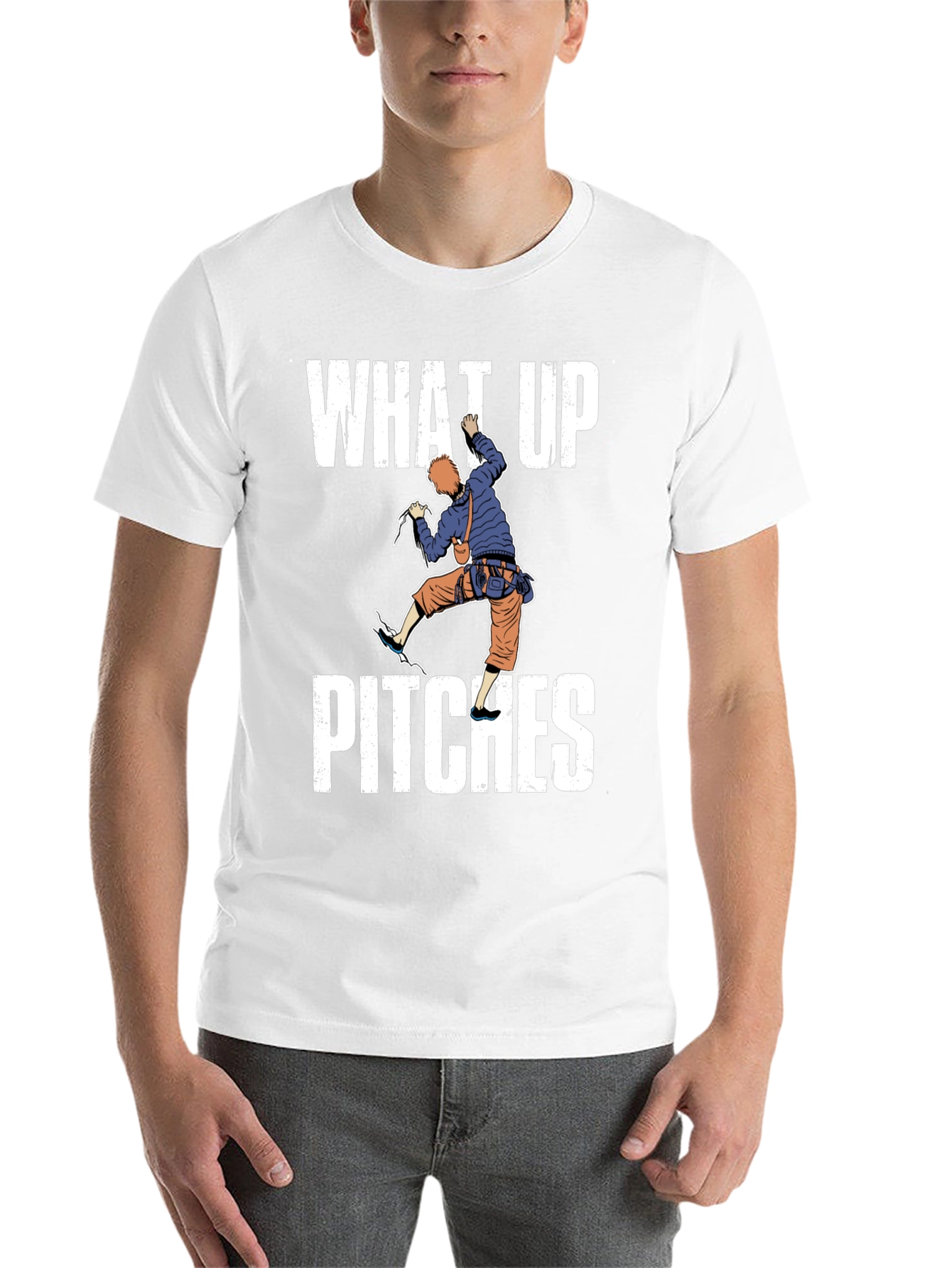 Black What Up Pitches Climbing Graphic T-Shirt view 14