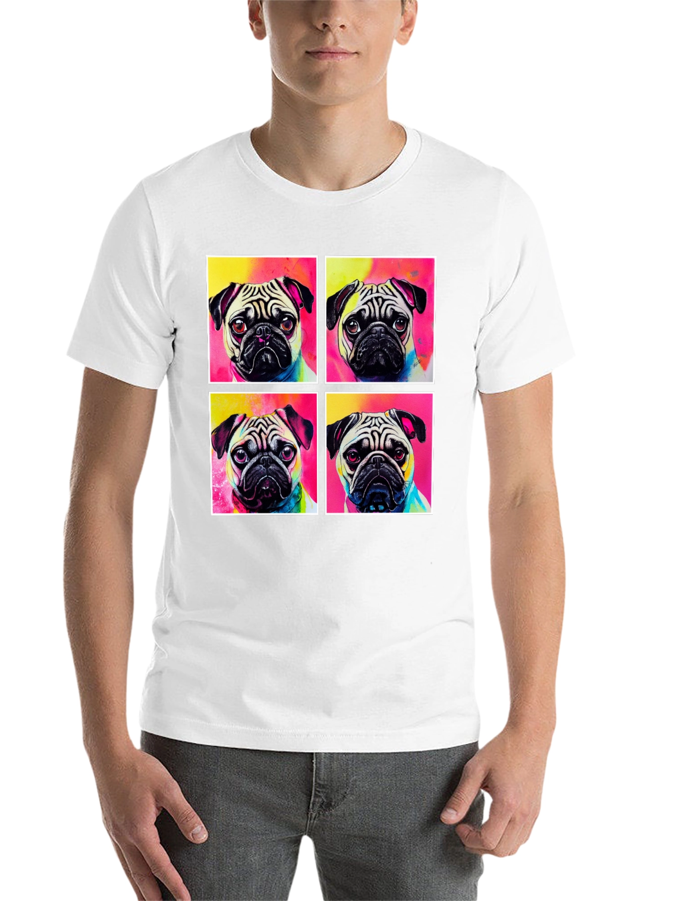 Black Pug Pop Art T-Shirt view 14