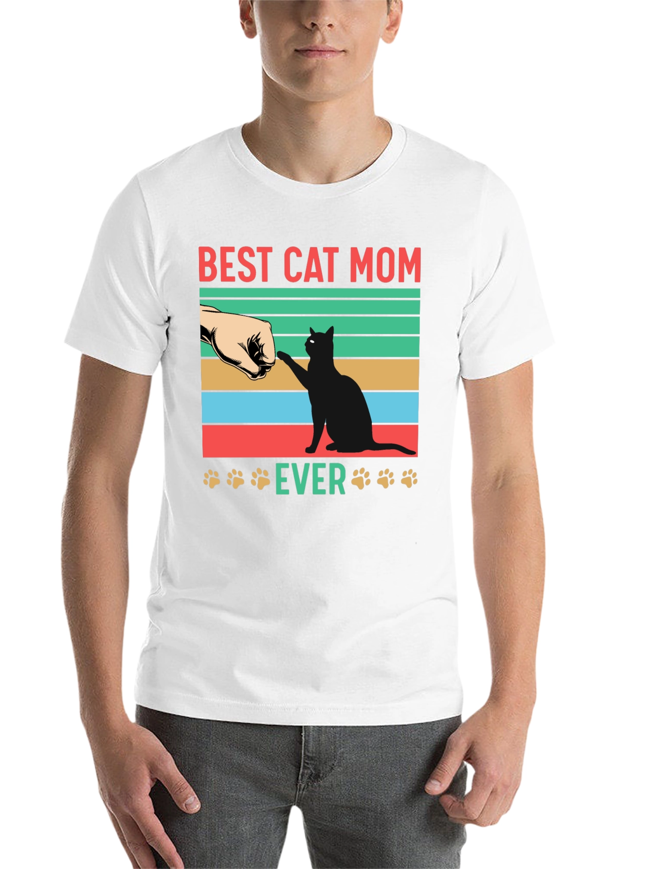 Black Best Cat Mom Ever Graphic T-Shirt view 14