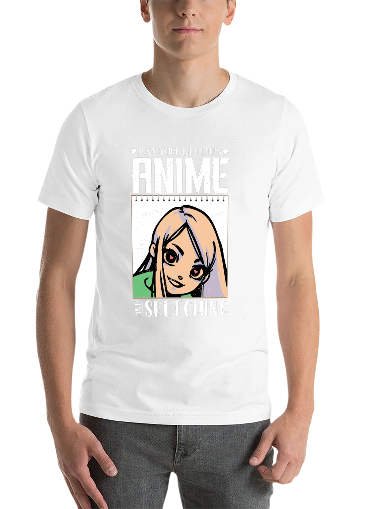Black Anime Sketching Graphic T-Shirt view 14