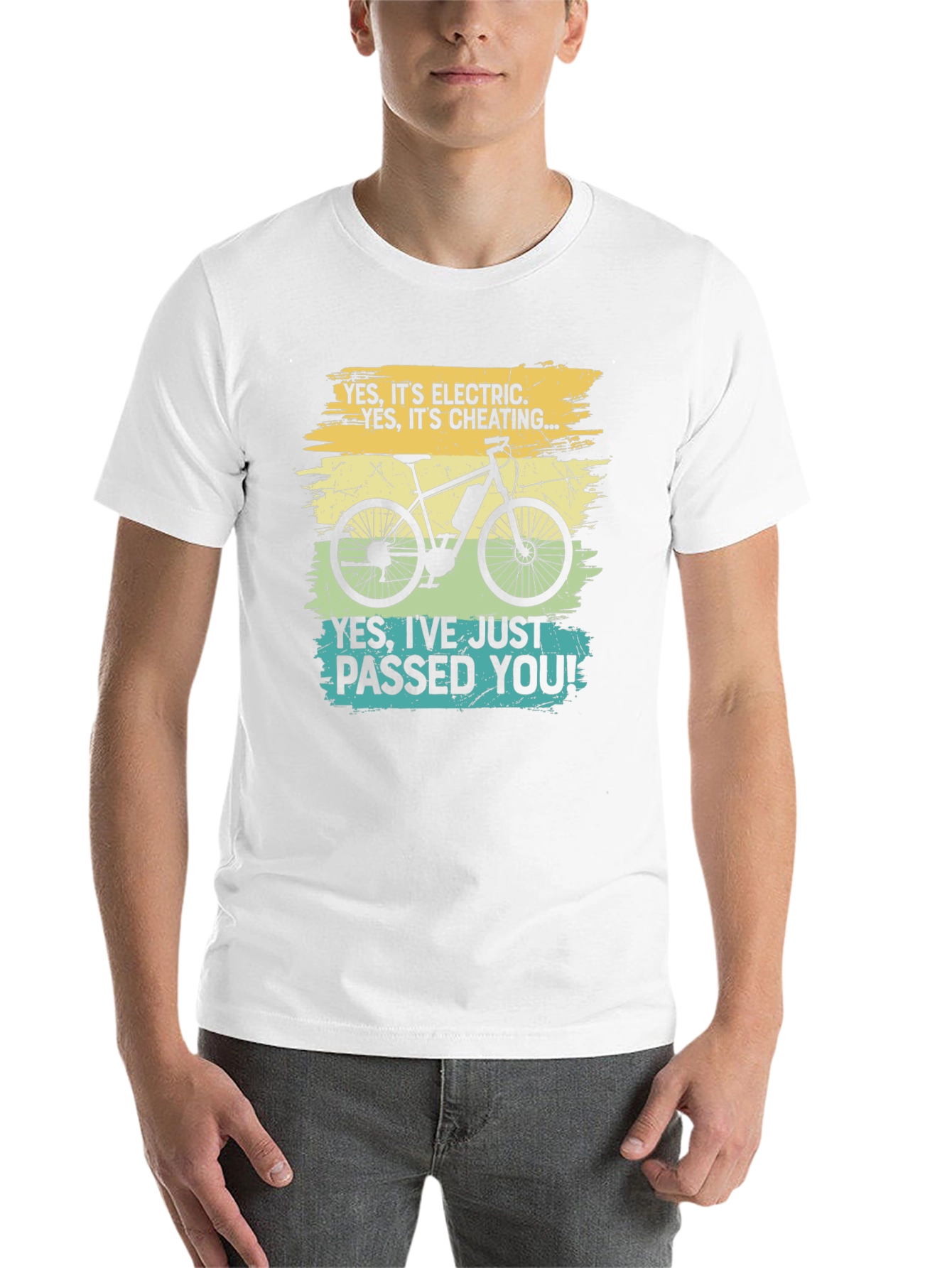 Black Electric Bike T-Shirt - "Yes, I've Just Passed You!" view 14