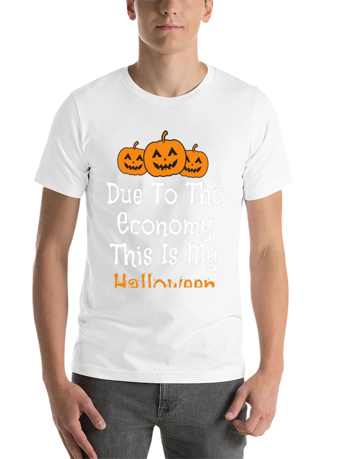 Black Funny Halloween Economy Pumpkin T-Shirt view 14