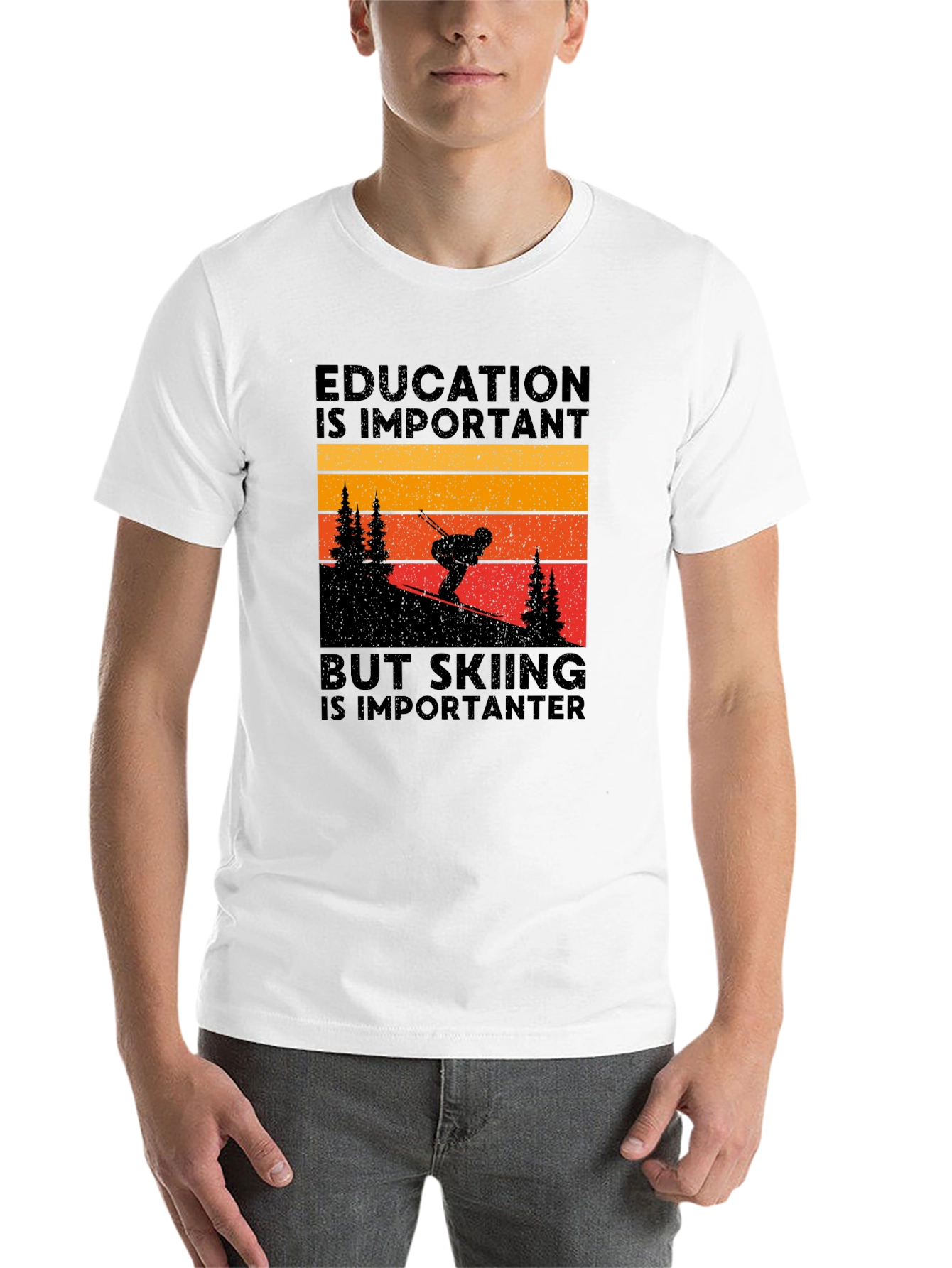 Black Skiing is Importanter Graphic Tee view 14
