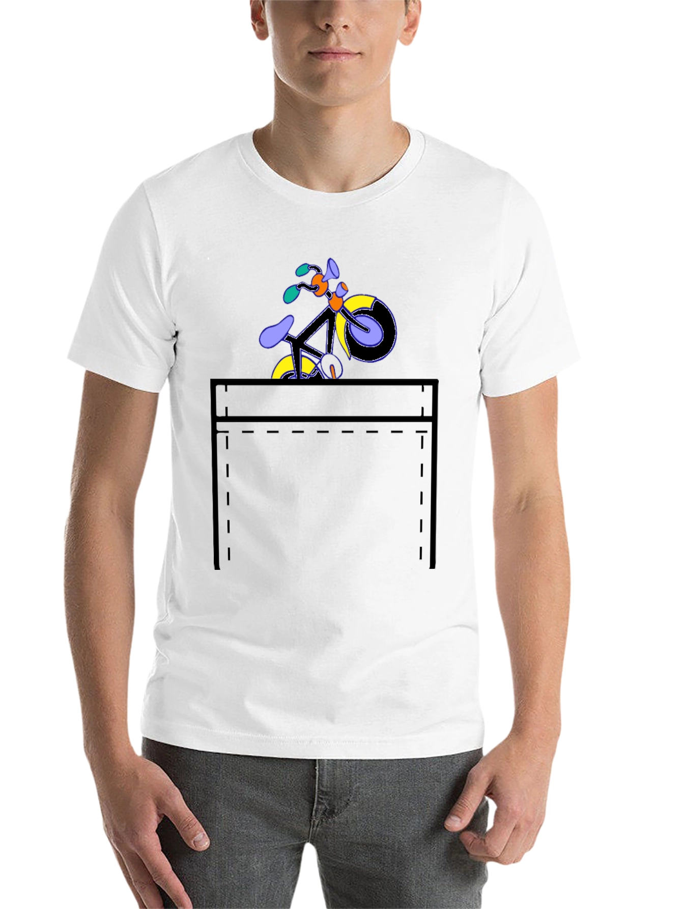 Black Bike in Pocket Graphic Tee - Stylish Casual Wear view 14