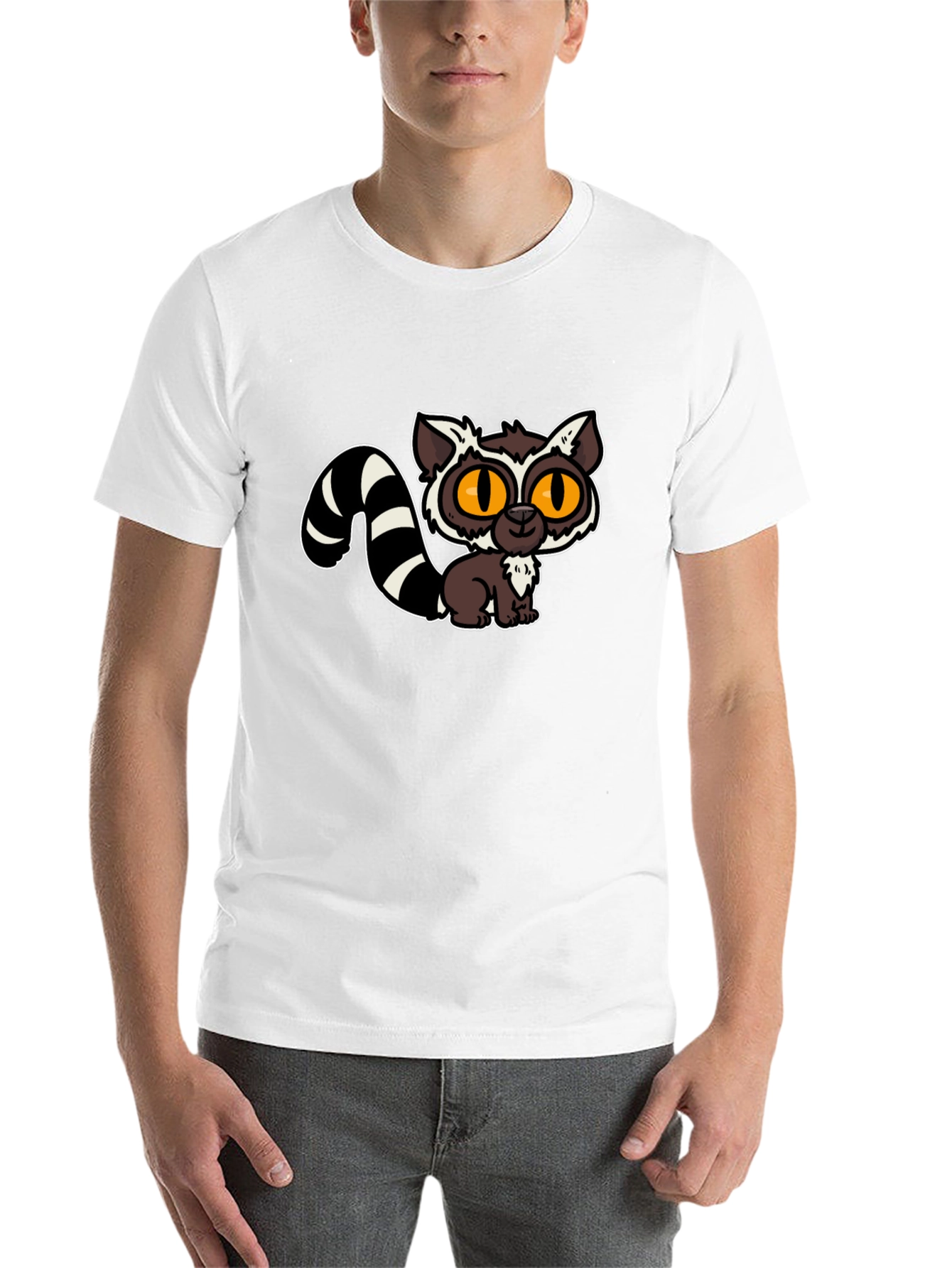 Black Cute Lemur Cartoon Graphic Tee view 14