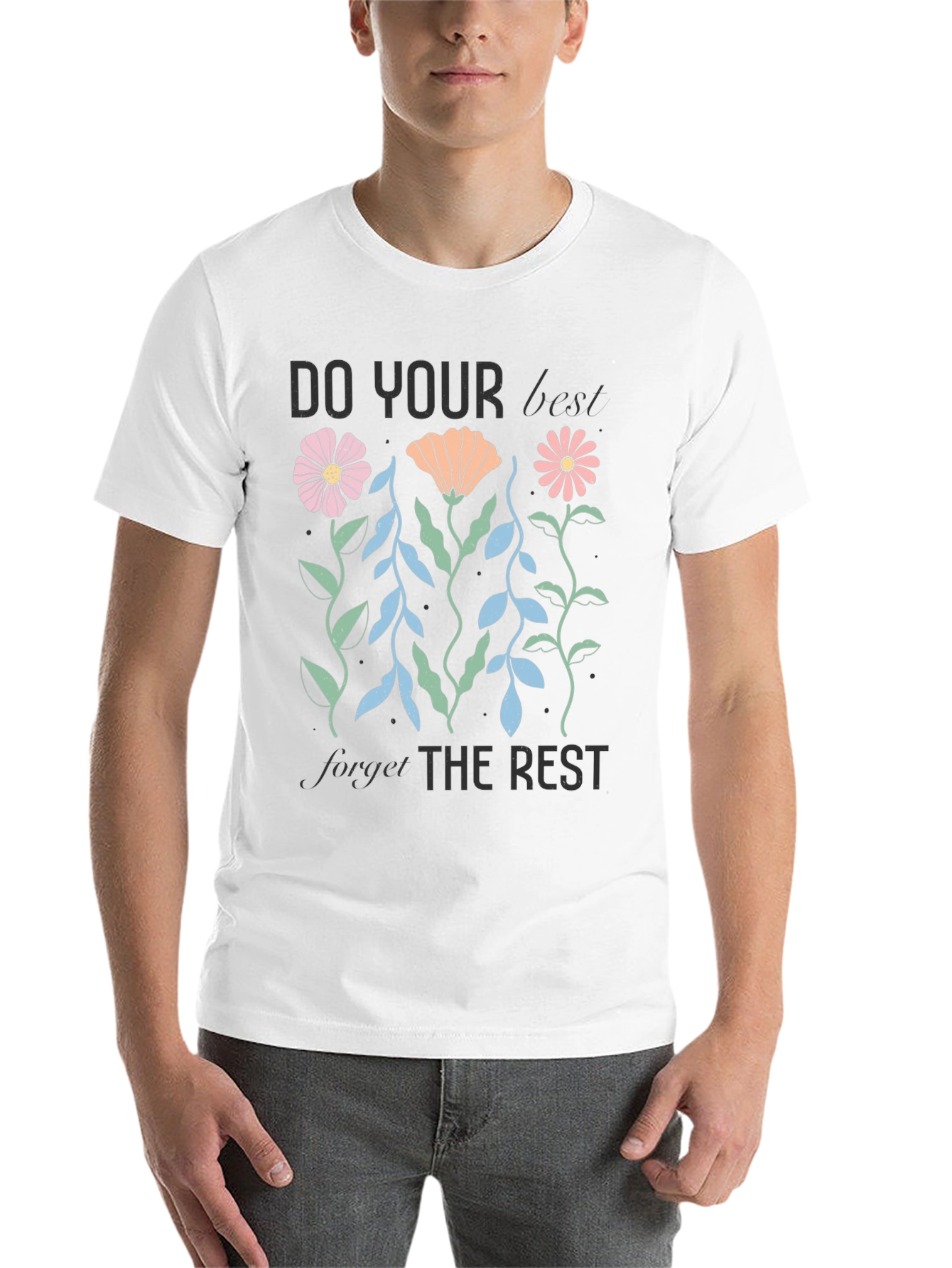 Black Motivational Floral Graphic T-Shirt view 14
