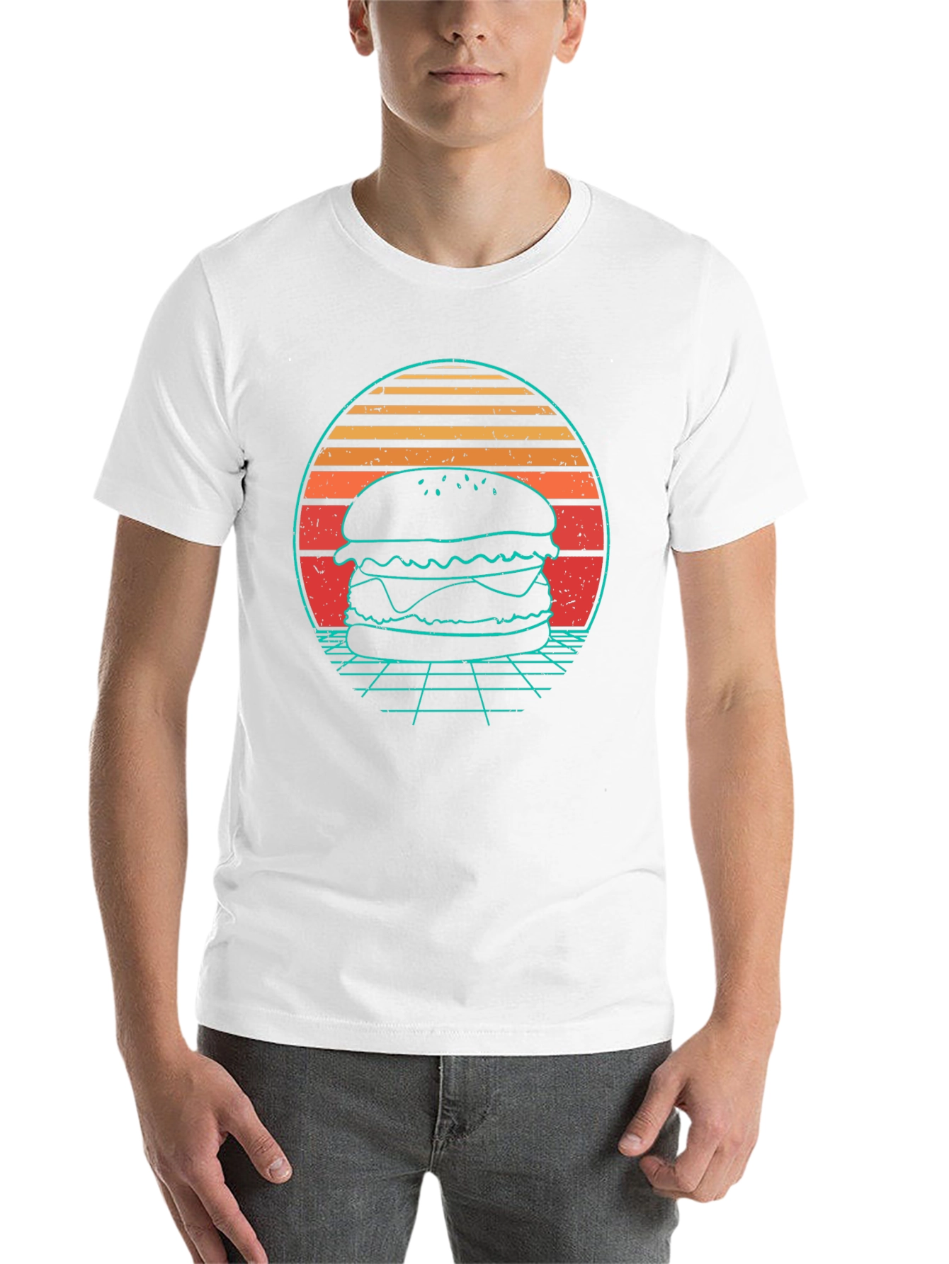 Retro Burger T-Shirt - Synthwave Design - 14