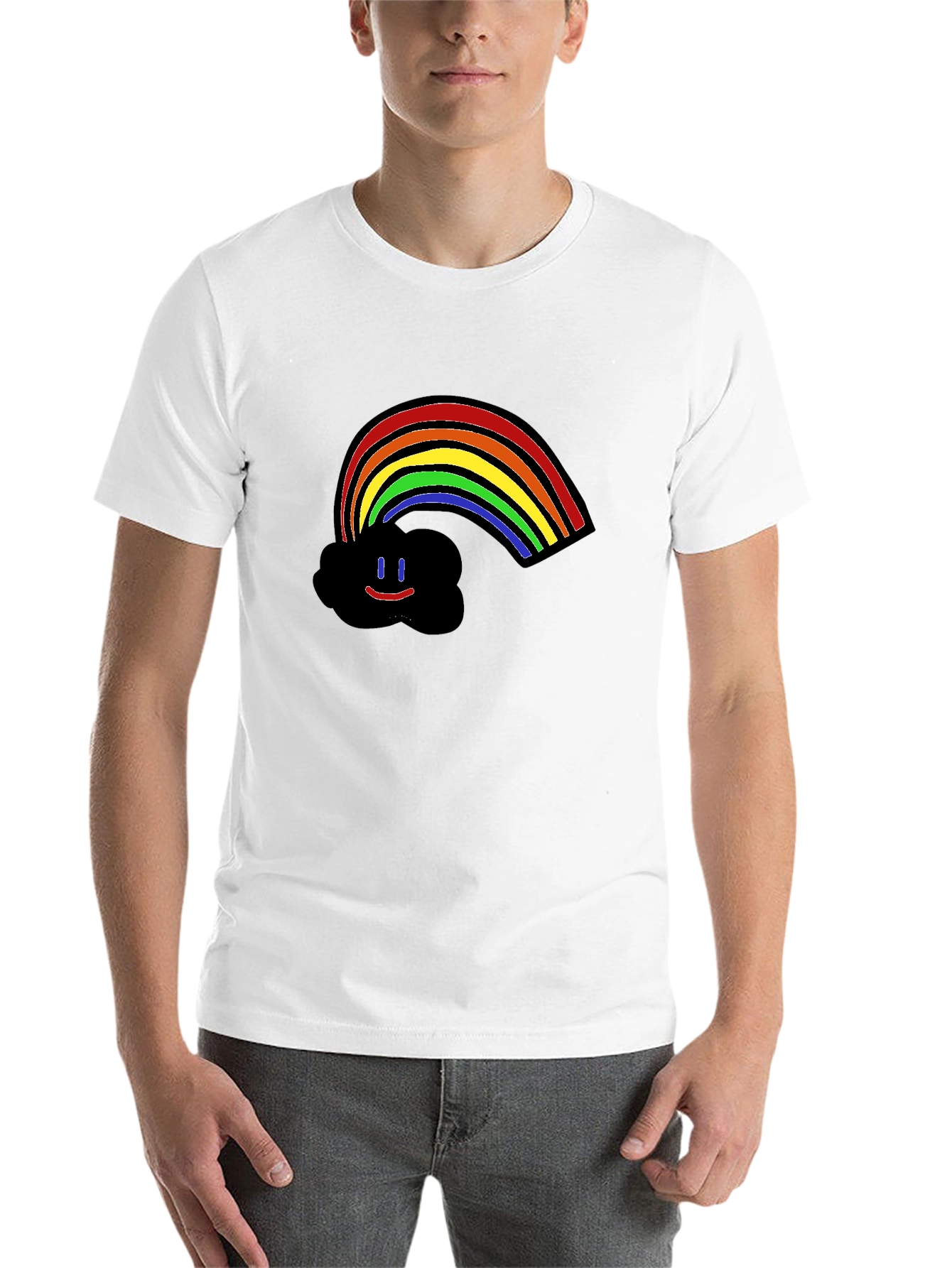 Black Rainbow Cloud Graphic Print T-Shirt - Black view 14