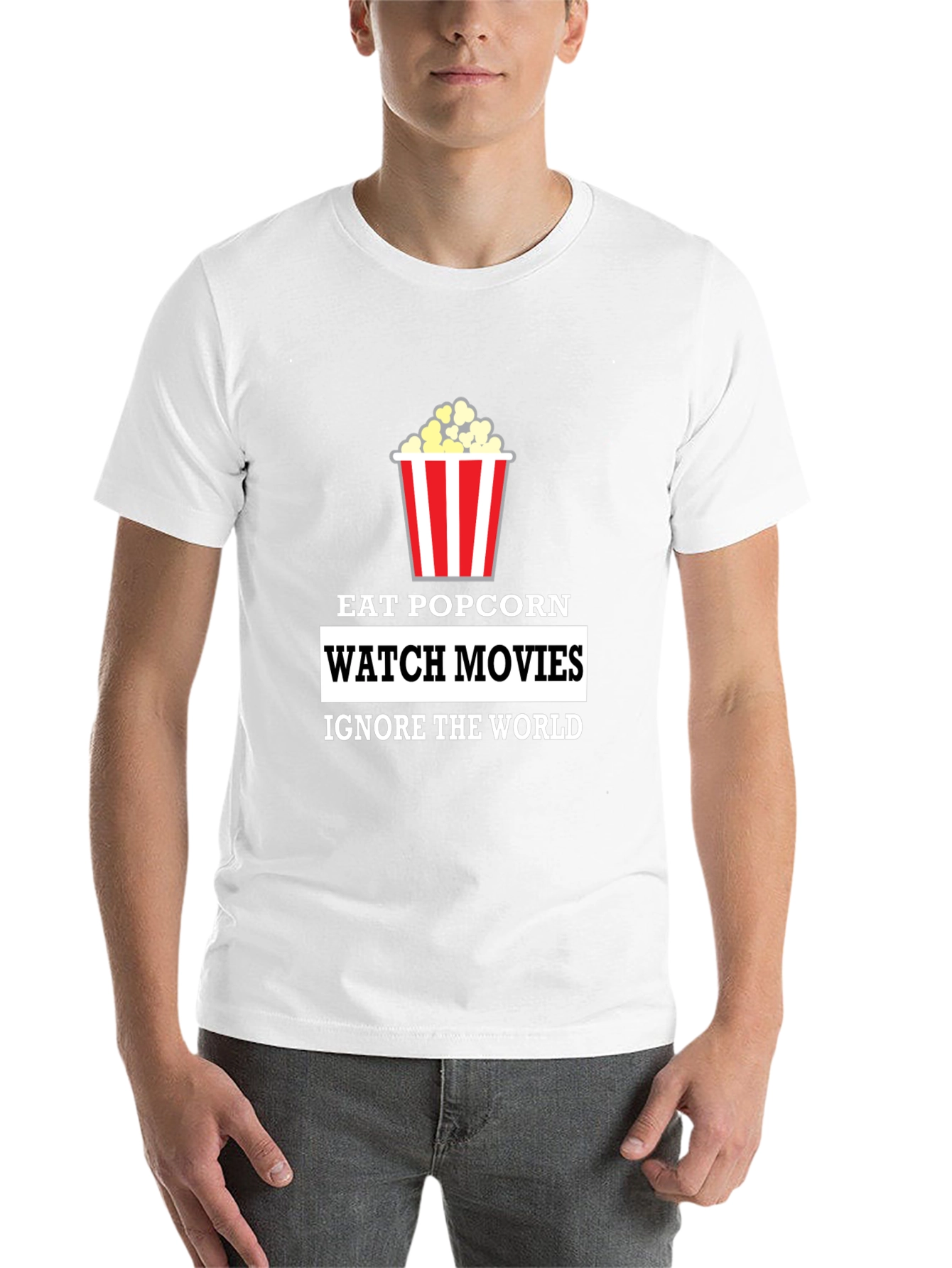 Black Eat Popcorn Watch Movies T-Shirt view 14