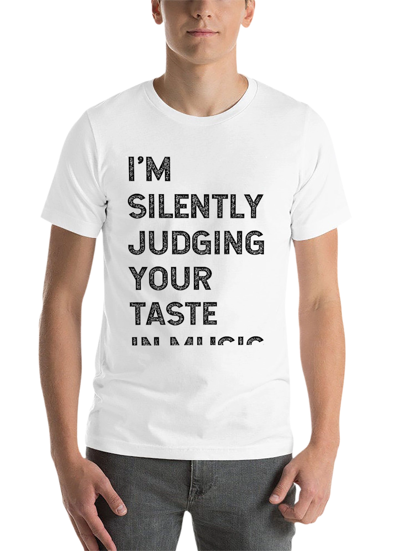 Black I'm Silently Judging Your Taste in Music Graphic Tee view 14