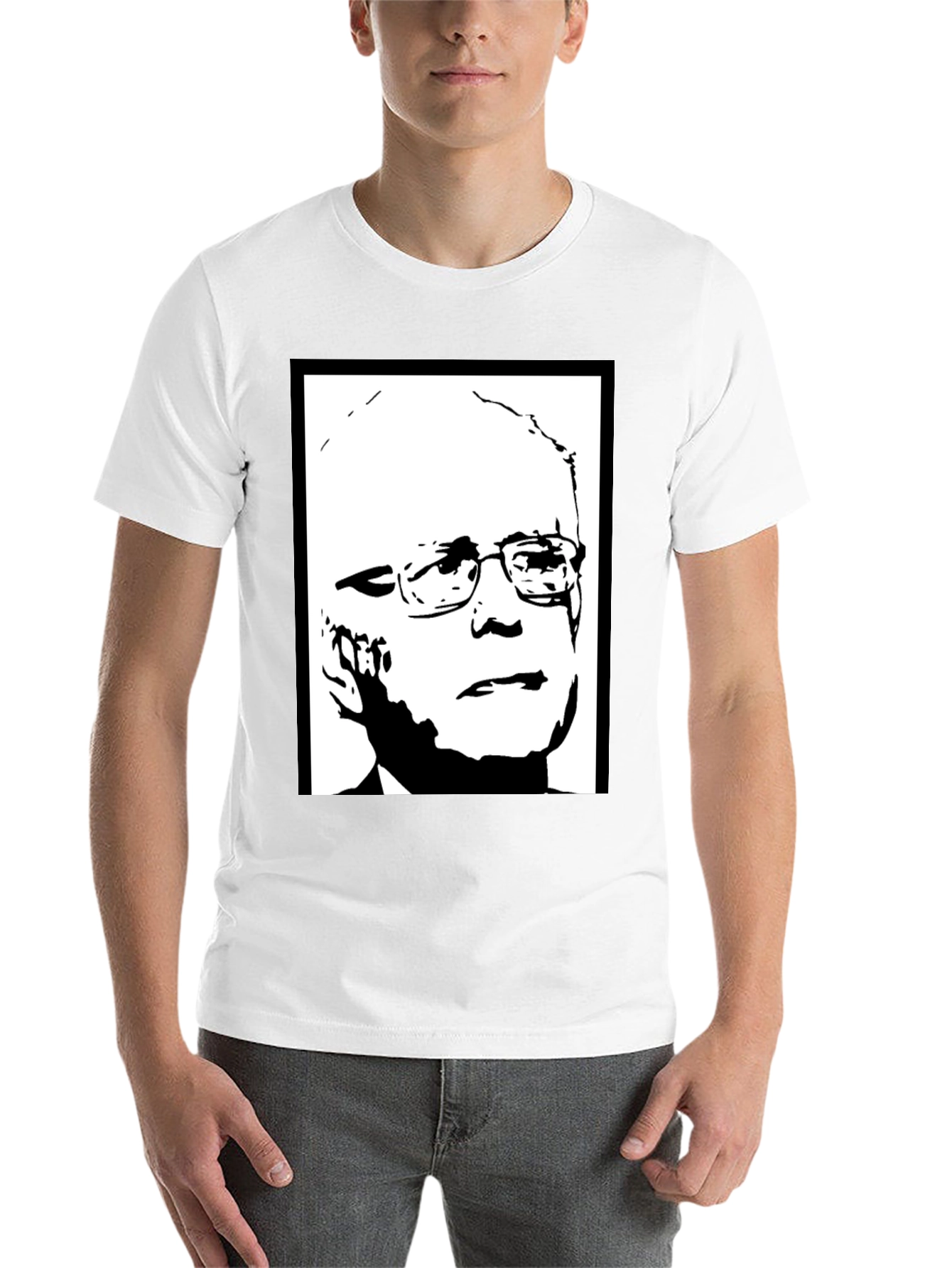 Black Political Graphic Tee - Bernie Sanders Portrait Shirt view 14