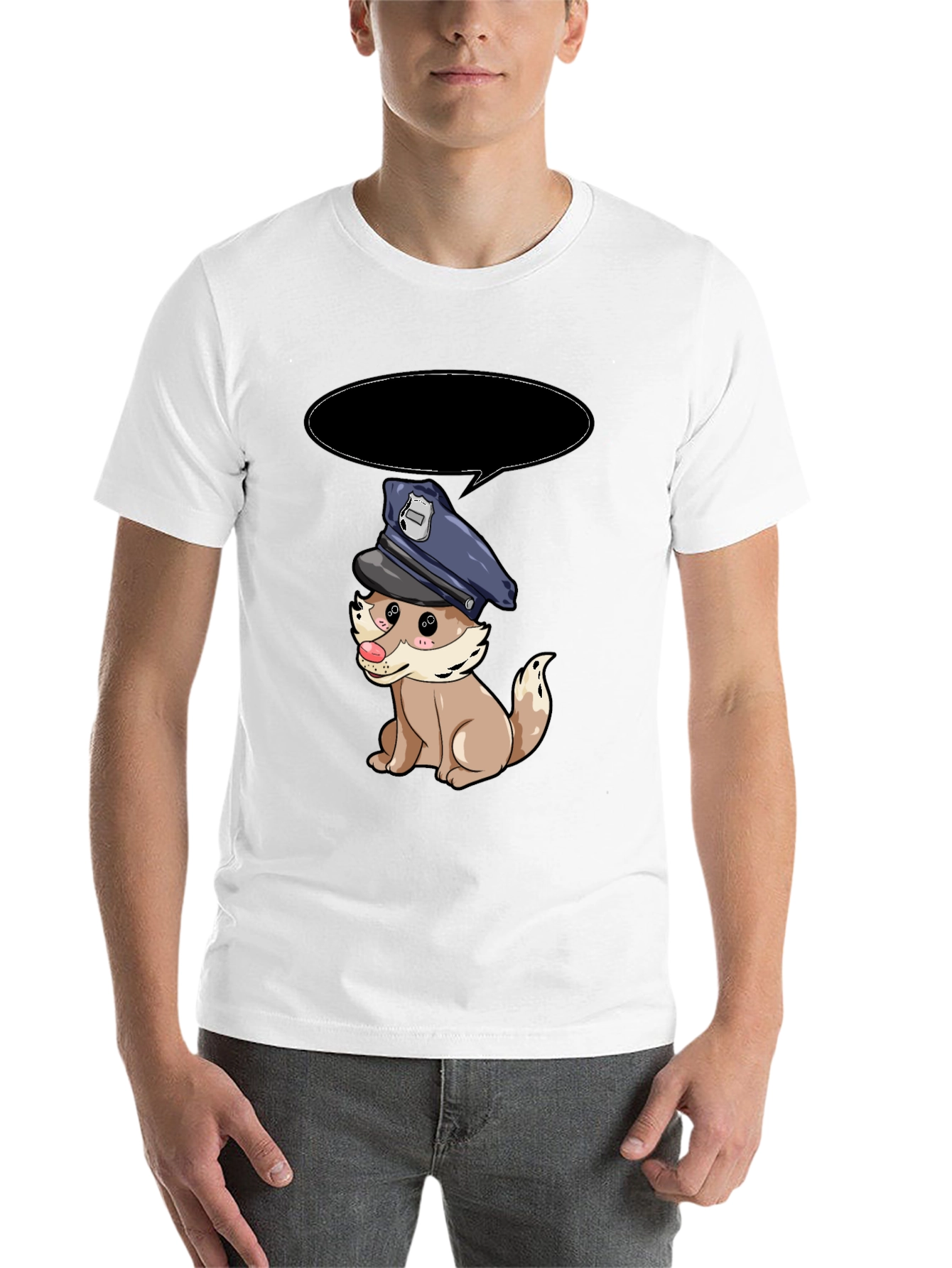 Black Cartoon Dog Police T-Shirt view 14